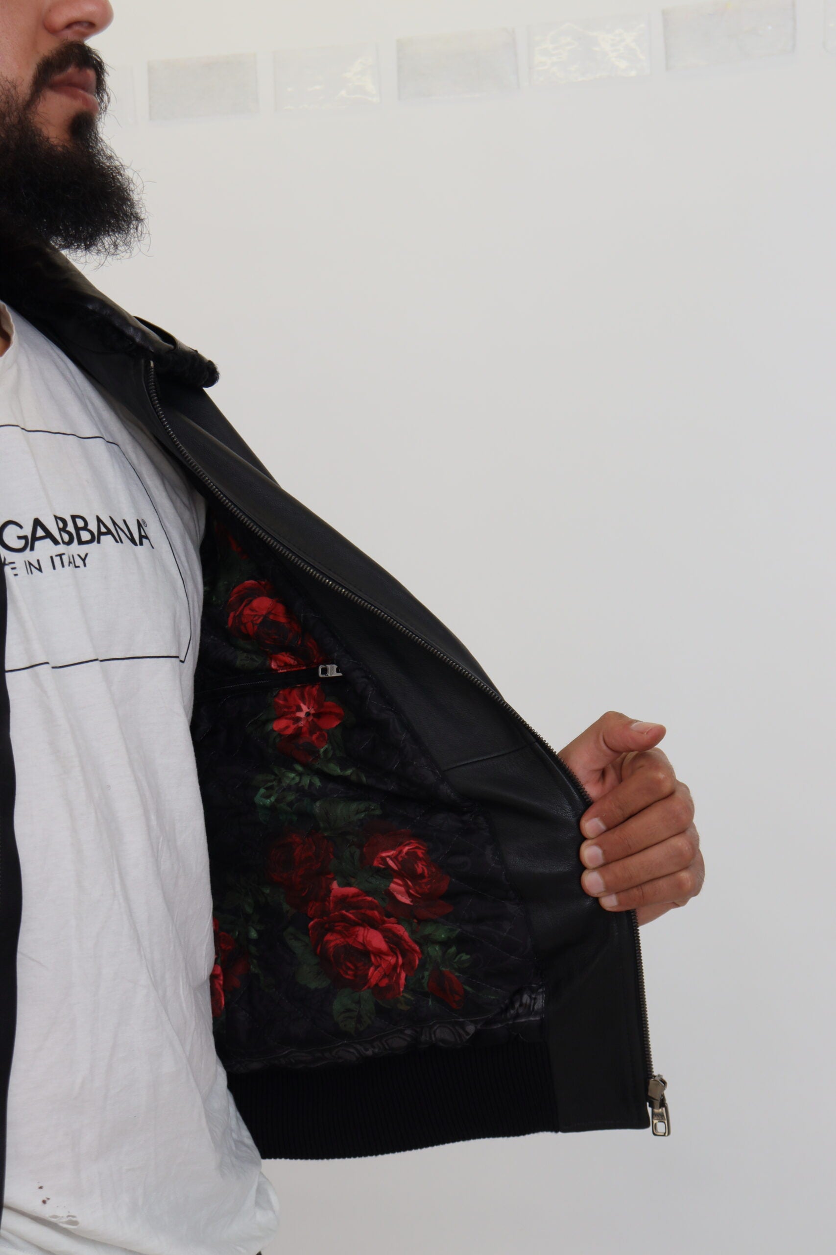 Dolce & Gabbana Black Lamb Leather Collared Men Coat Men's Jacket