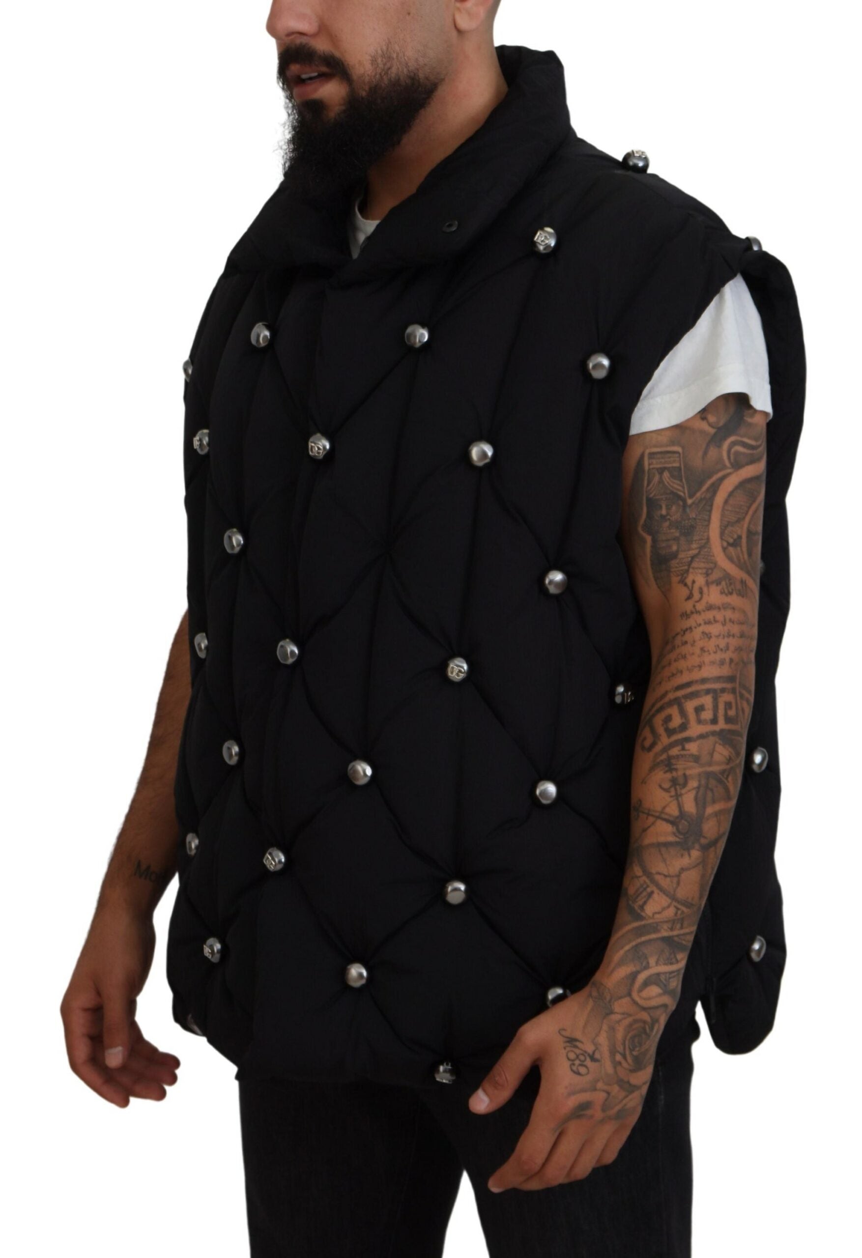 Dolce & Gabbana Black Sleeveless DG Metal Embellishment Men's Jacket
