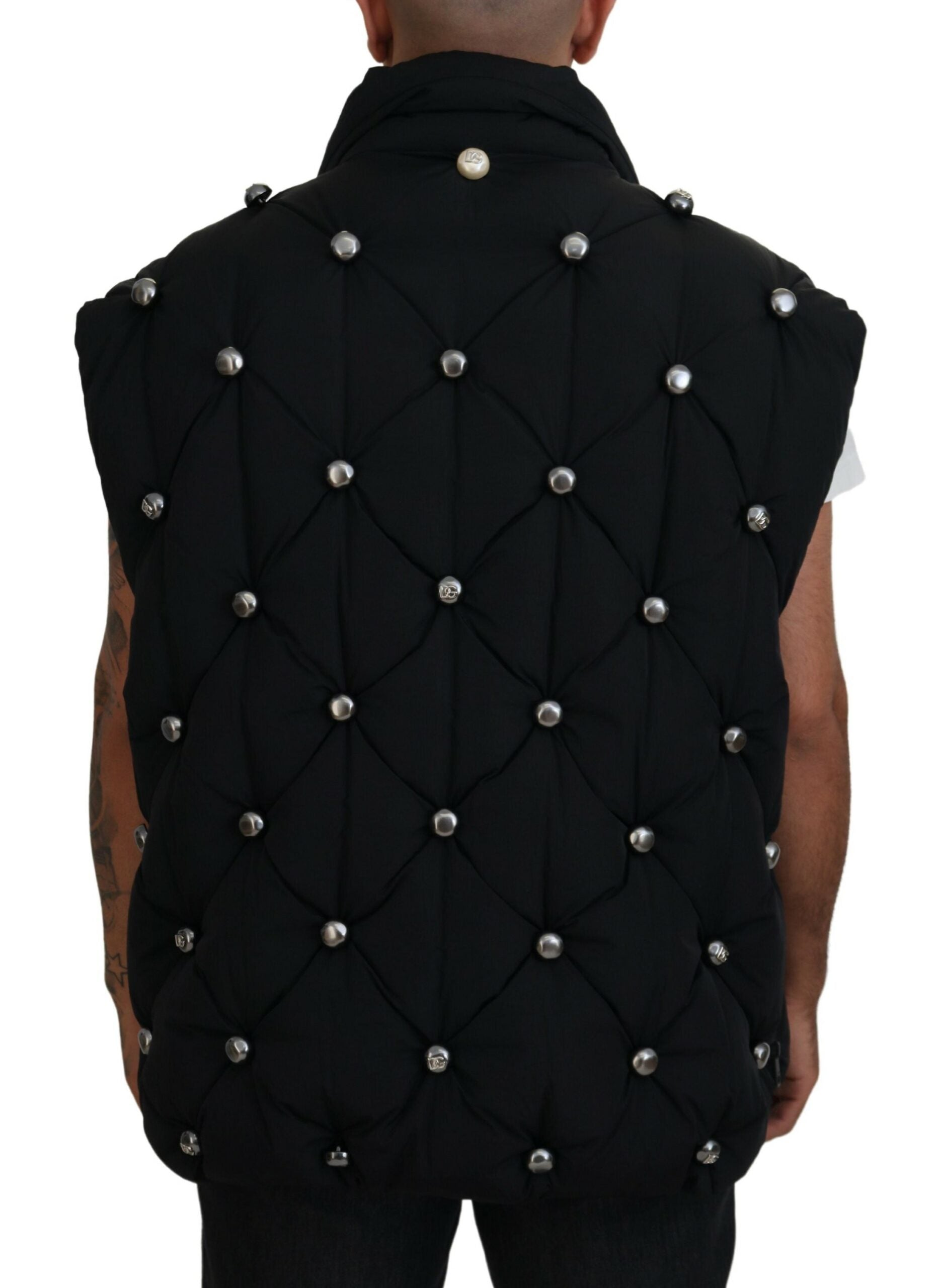 Dolce & Gabbana Black Sleeveless DG Metal Embellishment Men's Jacket