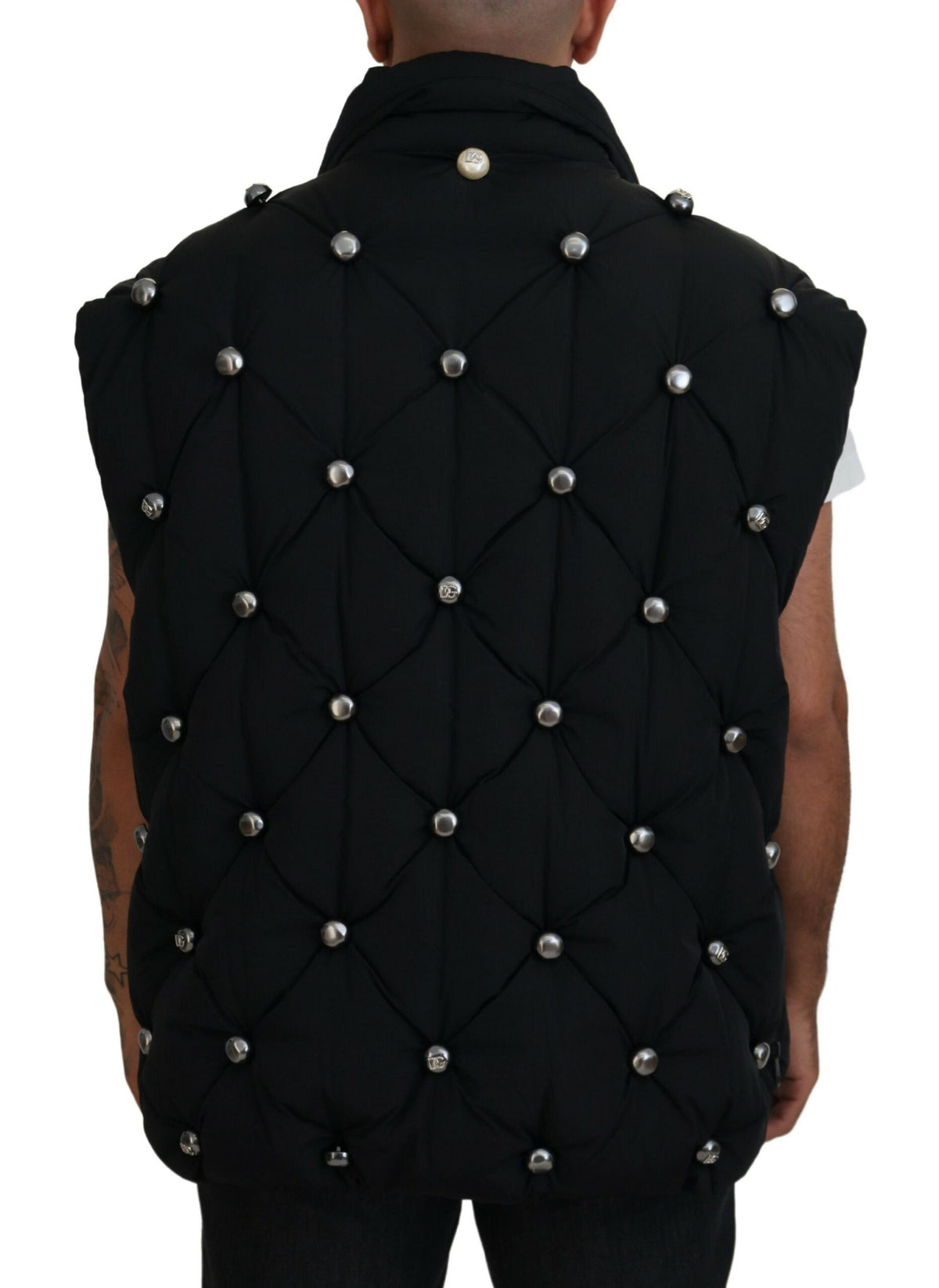 Dolce & Gabbana Black Sleeveless DG Metal Embellishment Men's Jacket