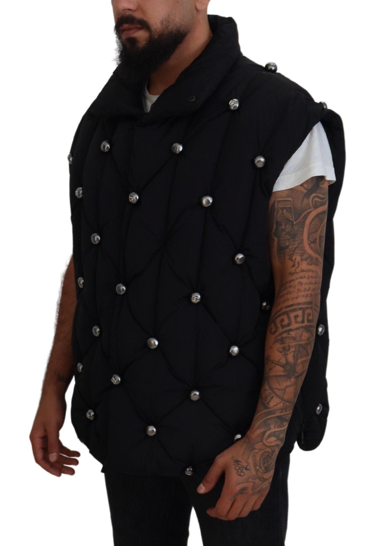 Dolce & Gabbana Black Sleeveless DG Metal Embellishment Men's Jacket