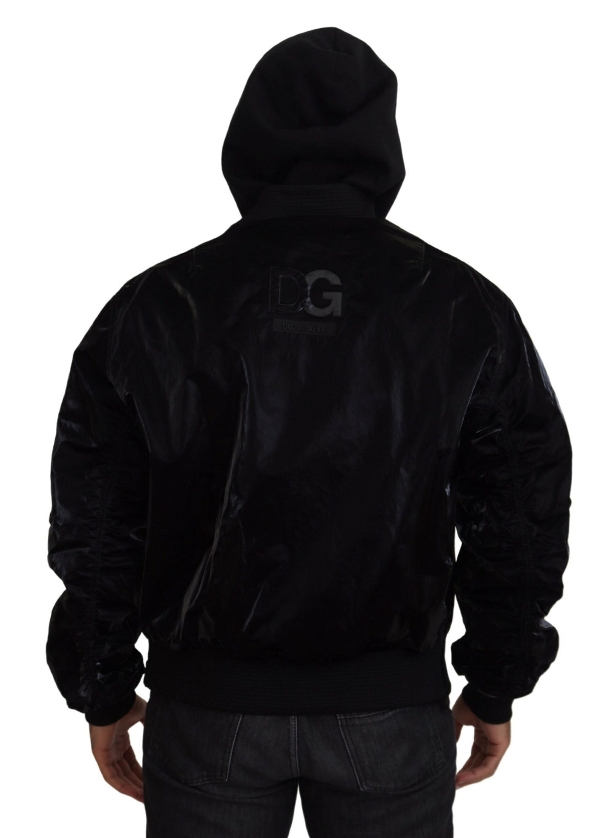 Dolce & Gabbana Black Nylon Hooded Full Zip Bomber Men's Jacket