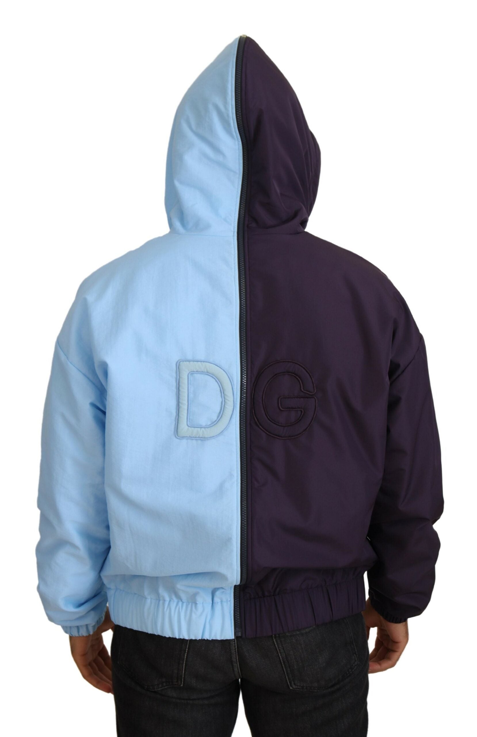 Dolce & Gabbana Black Blue DG Hooded Full Zip Men Men's Jacket