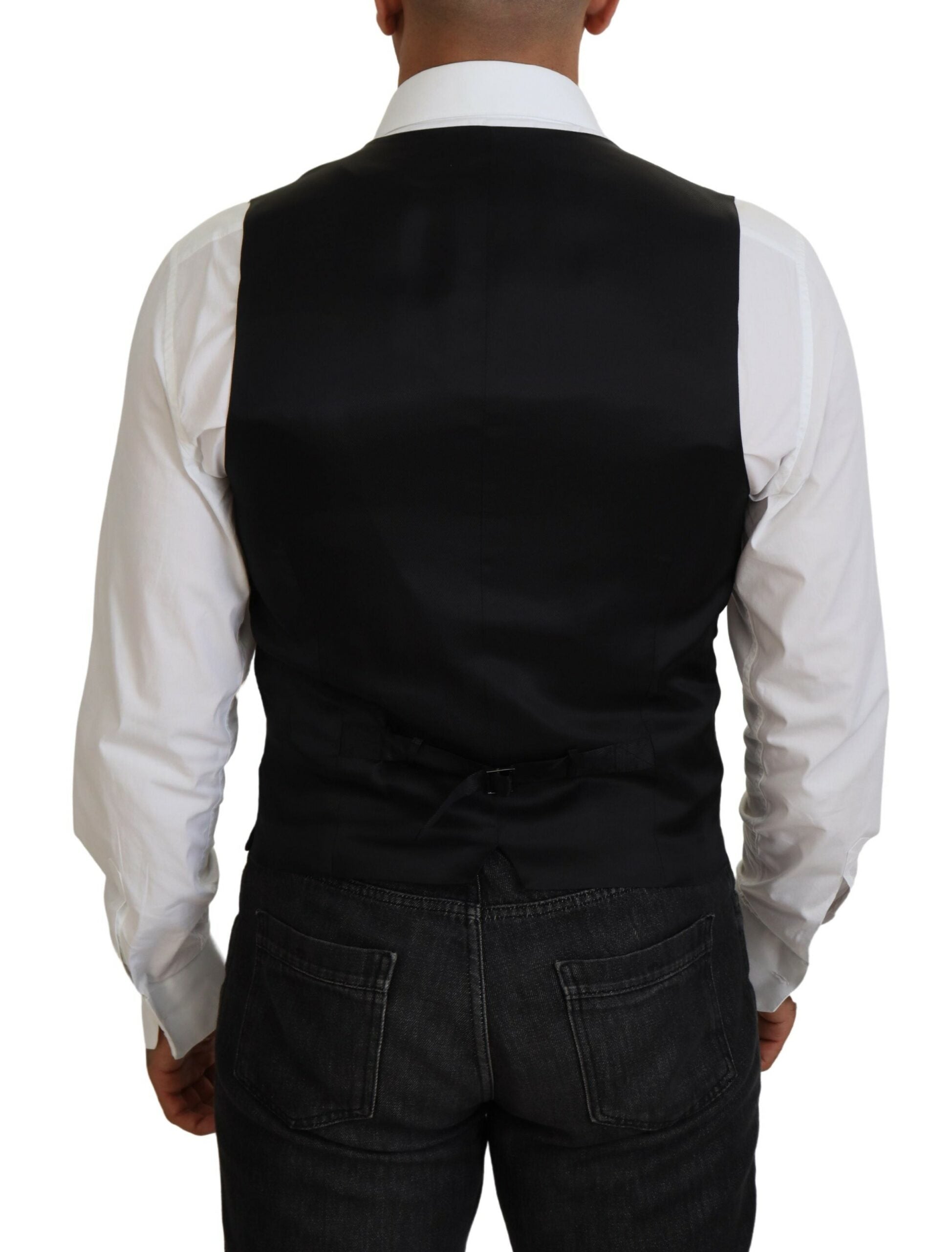 Dolce & Gabbana Dark Gray Virgin Wool Waistcoat Formal Men's Vest