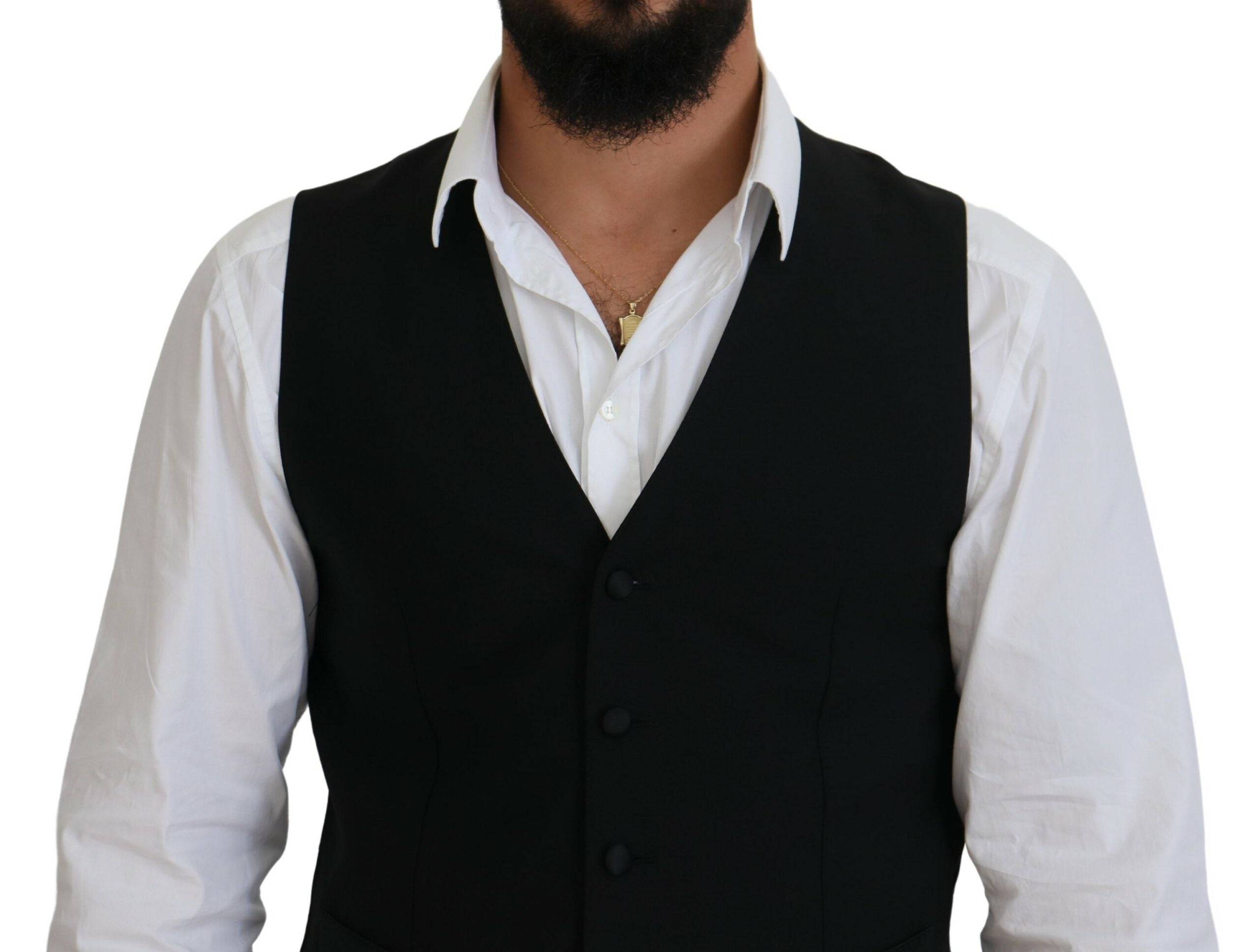 Dolce & Gabbana Dark Gray Virgin Wool Waistcoat Formal Men's Vest