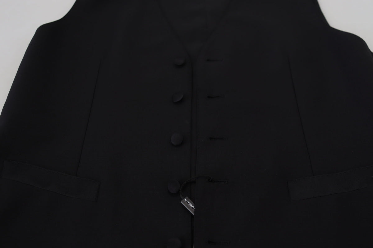 Dolce & Gabbana Dark Gray Virgin Wool Waistcoat Formal Men's Vest