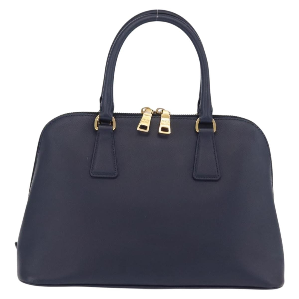 Prada Promenade Saffiano Leather Navy Leather Handbag (Pre-Owned)