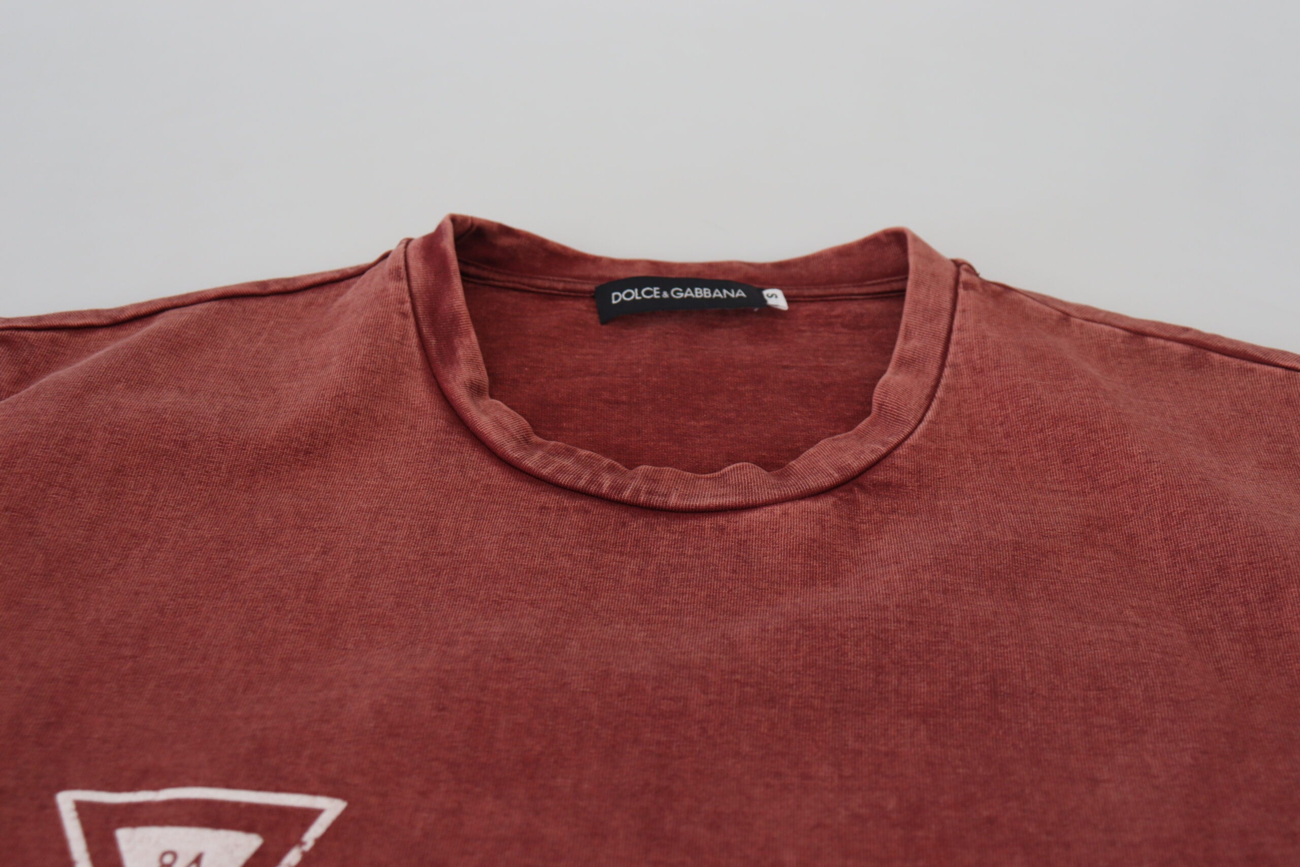Dolce & Gabbana Maroon Print Round Neck Short Sleeves Men's T-shirt