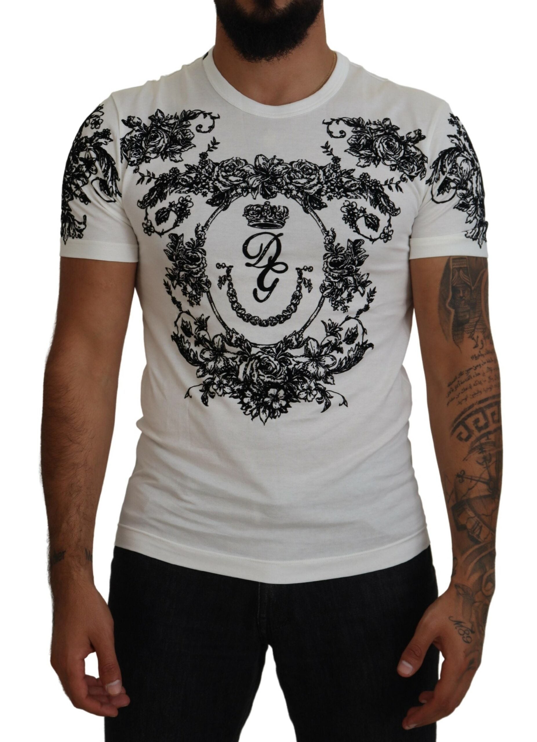 Dolce & Gabbana Elegant Floral Crown Men's Tee