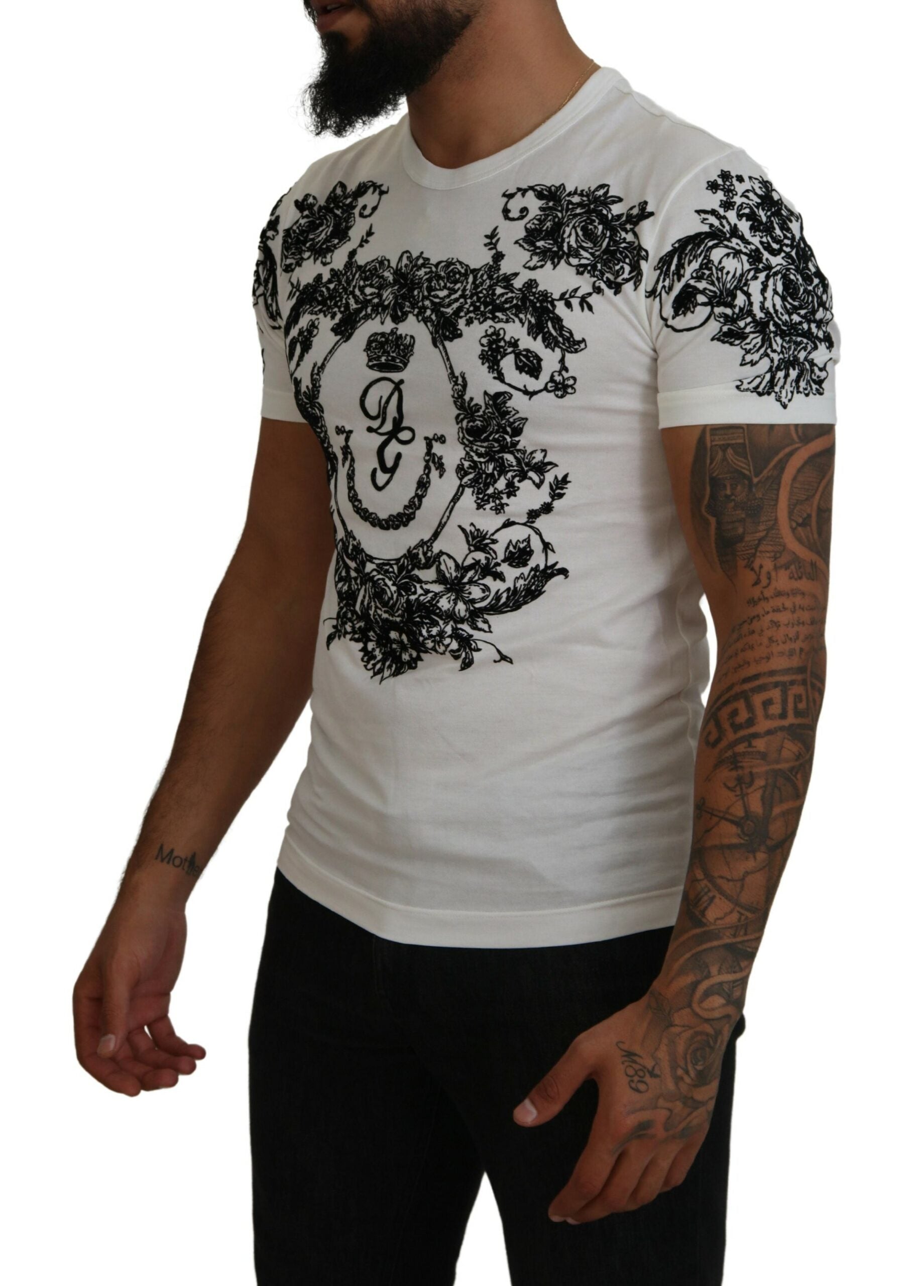 Dolce & Gabbana Elegant Floral Crown Men's Tee