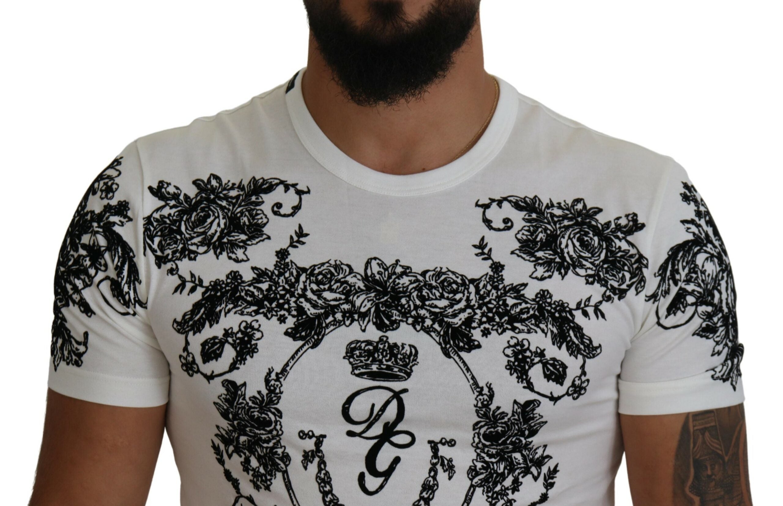 Dolce & Gabbana Elegant Floral Crown Men's Tee