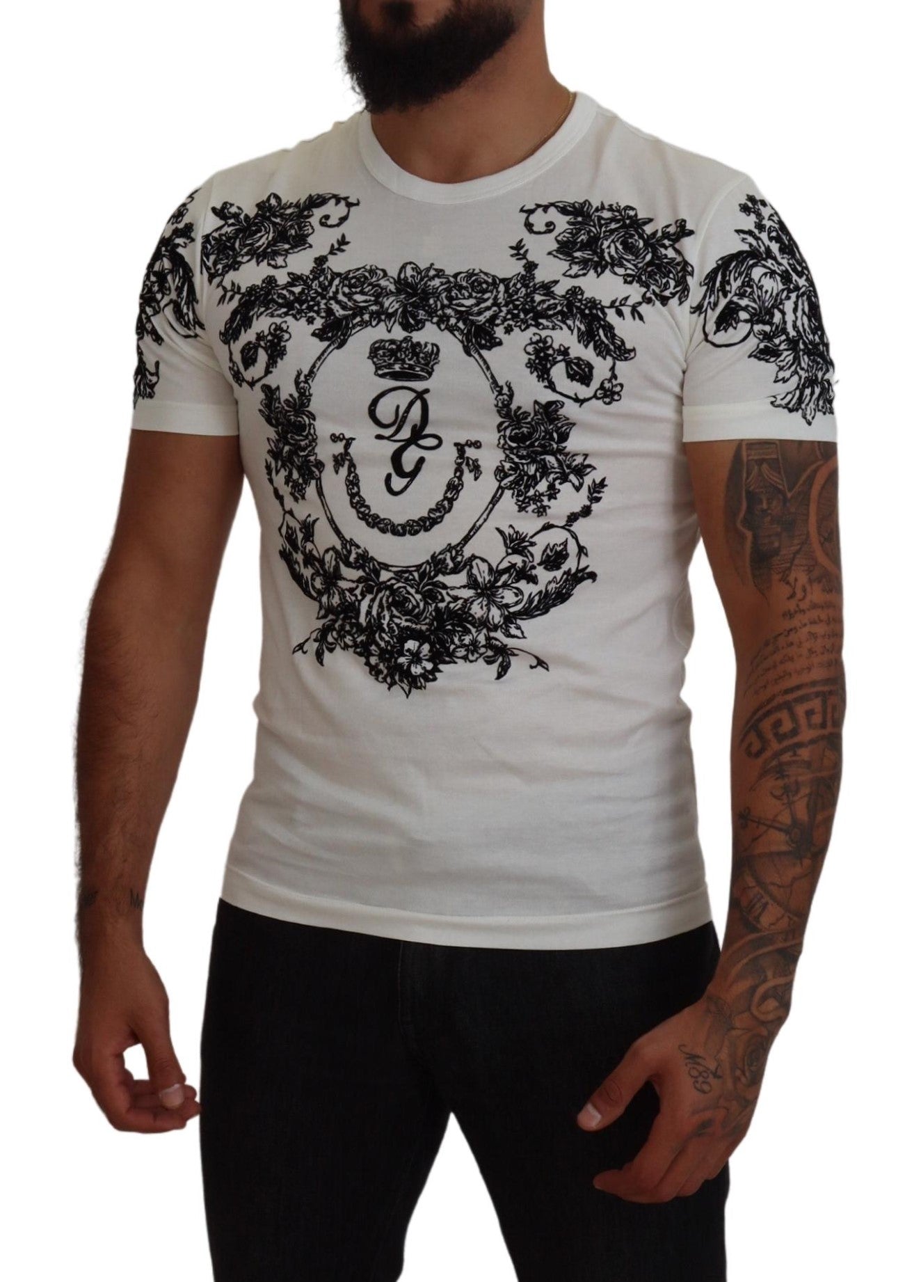 Dolce & Gabbana Elegant Floral Crown Men's Tee