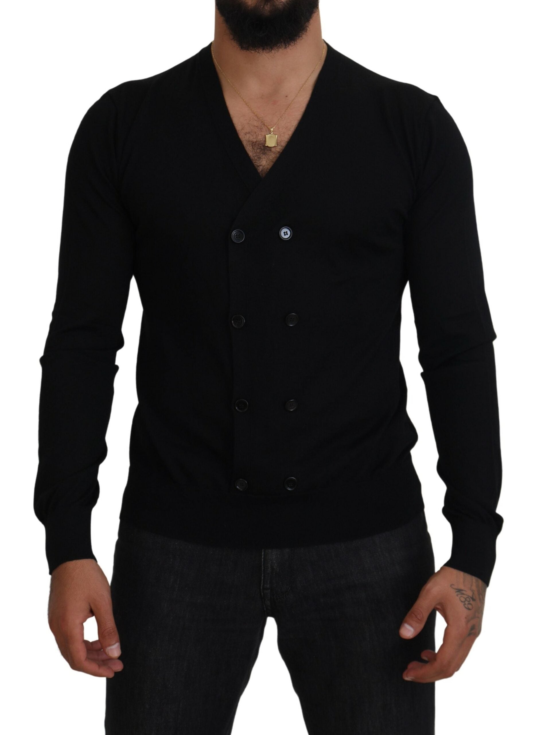 Dolce & Gabbana Black Cashmere Button Down Cardigan Men's Sweater