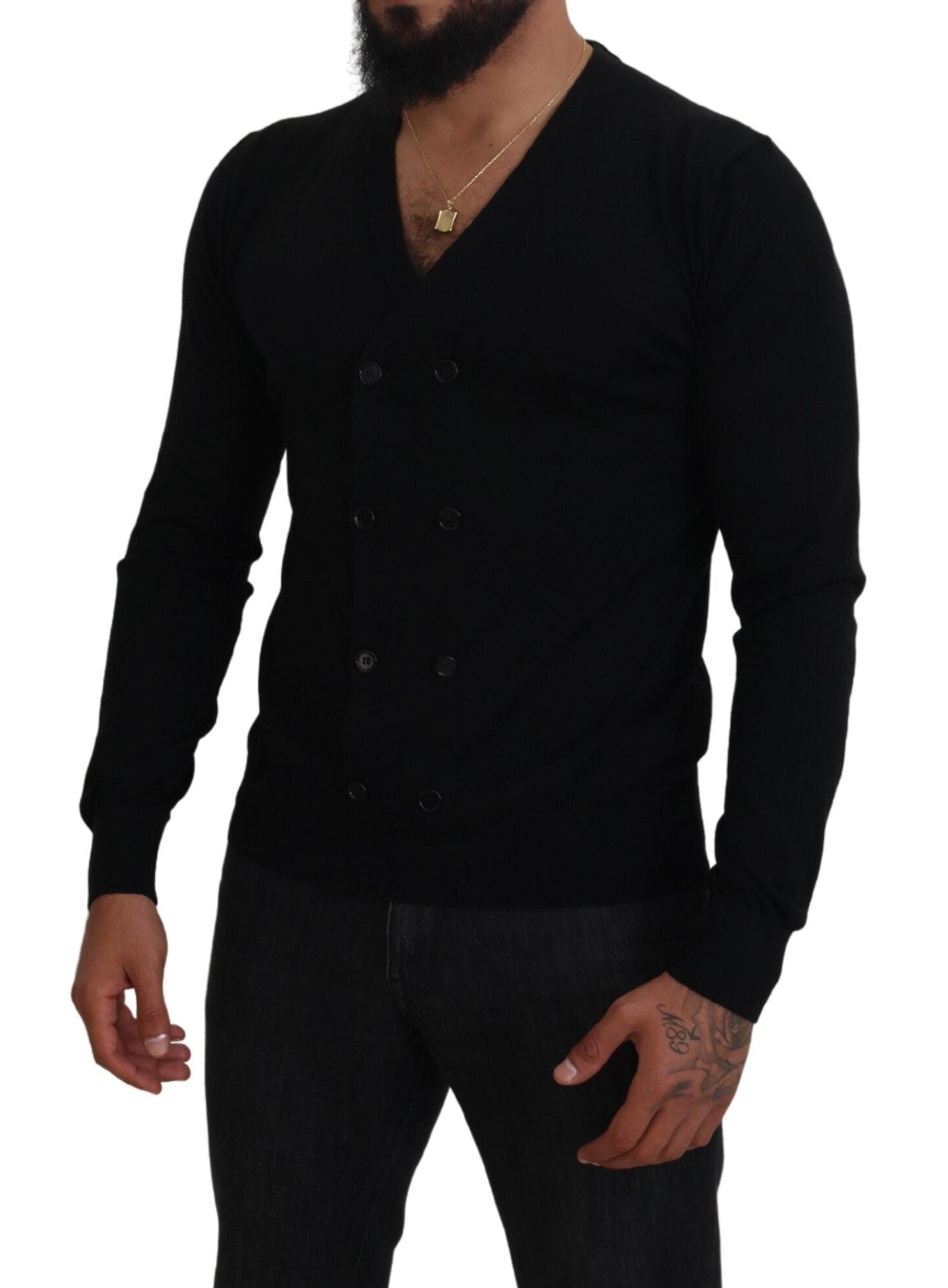Dolce & Gabbana Black Cashmere Button Down Cardigan Men's Sweater