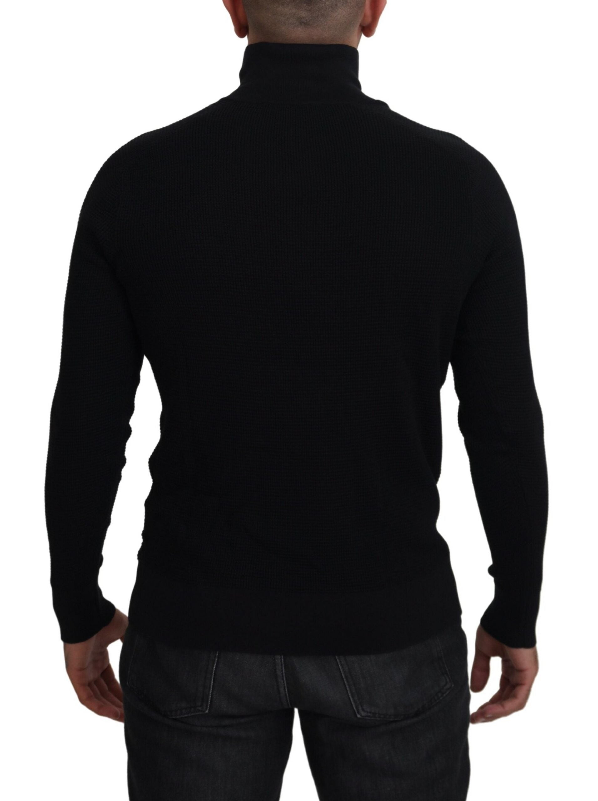 Dolce & Gabbana Elegant Silk Blend Black Pullover Men's Sweater