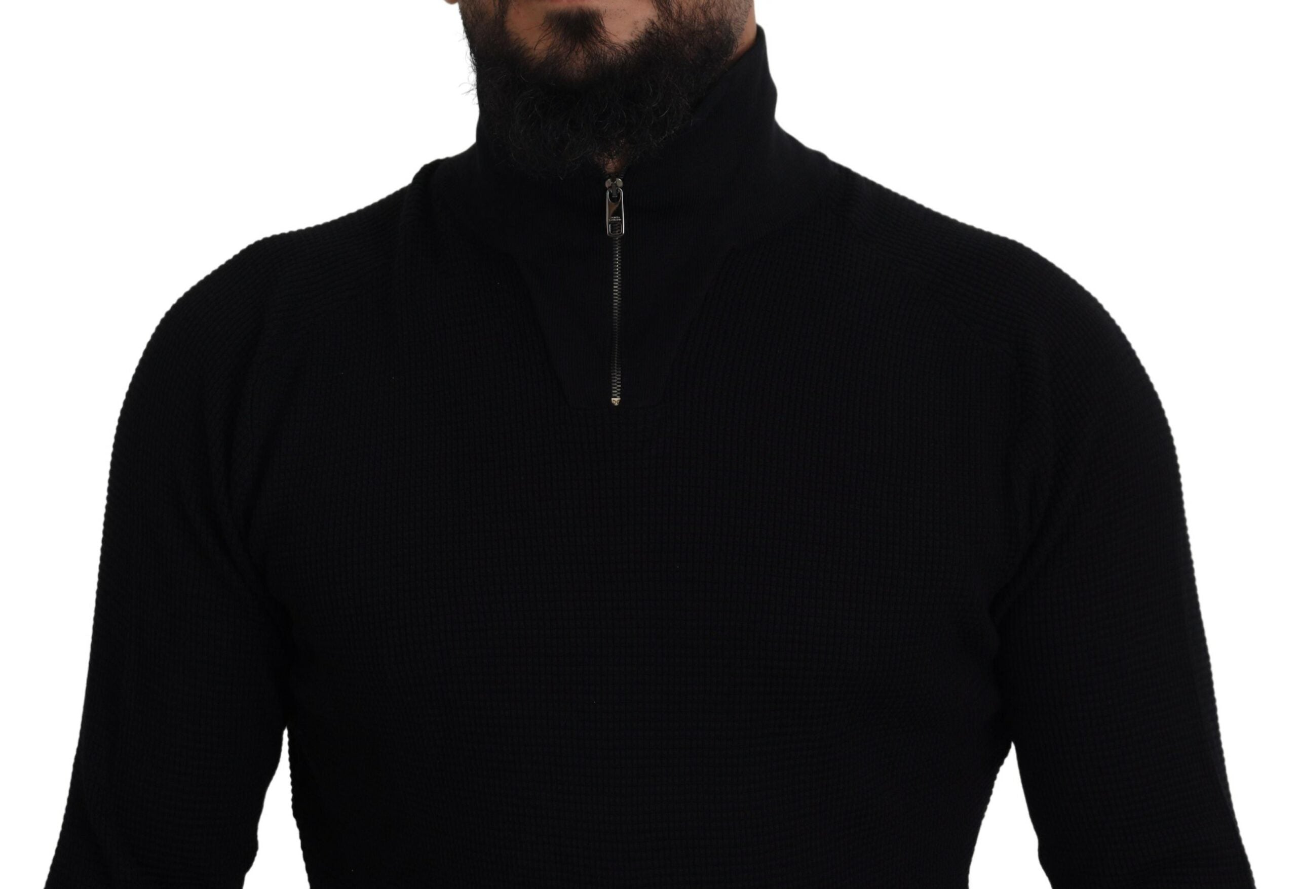 Dolce & Gabbana Elegant Silk Blend Black Pullover Men's Sweater