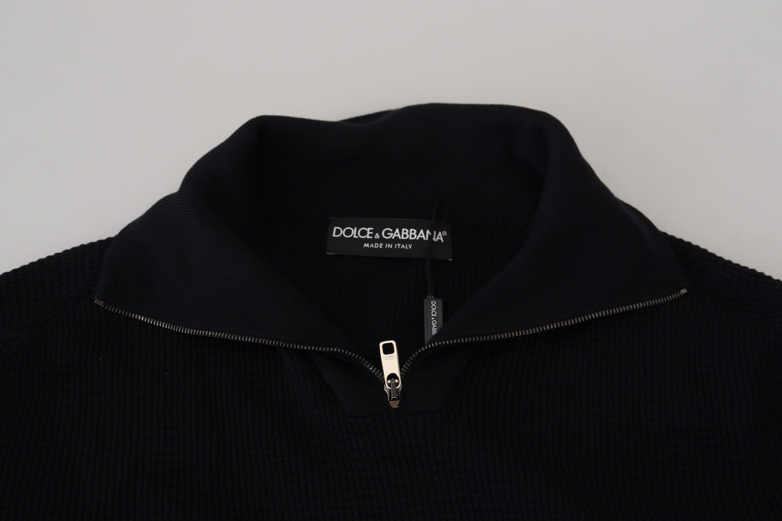 Dolce & Gabbana Elegant Silk Blend Black Pullover Men's Sweater