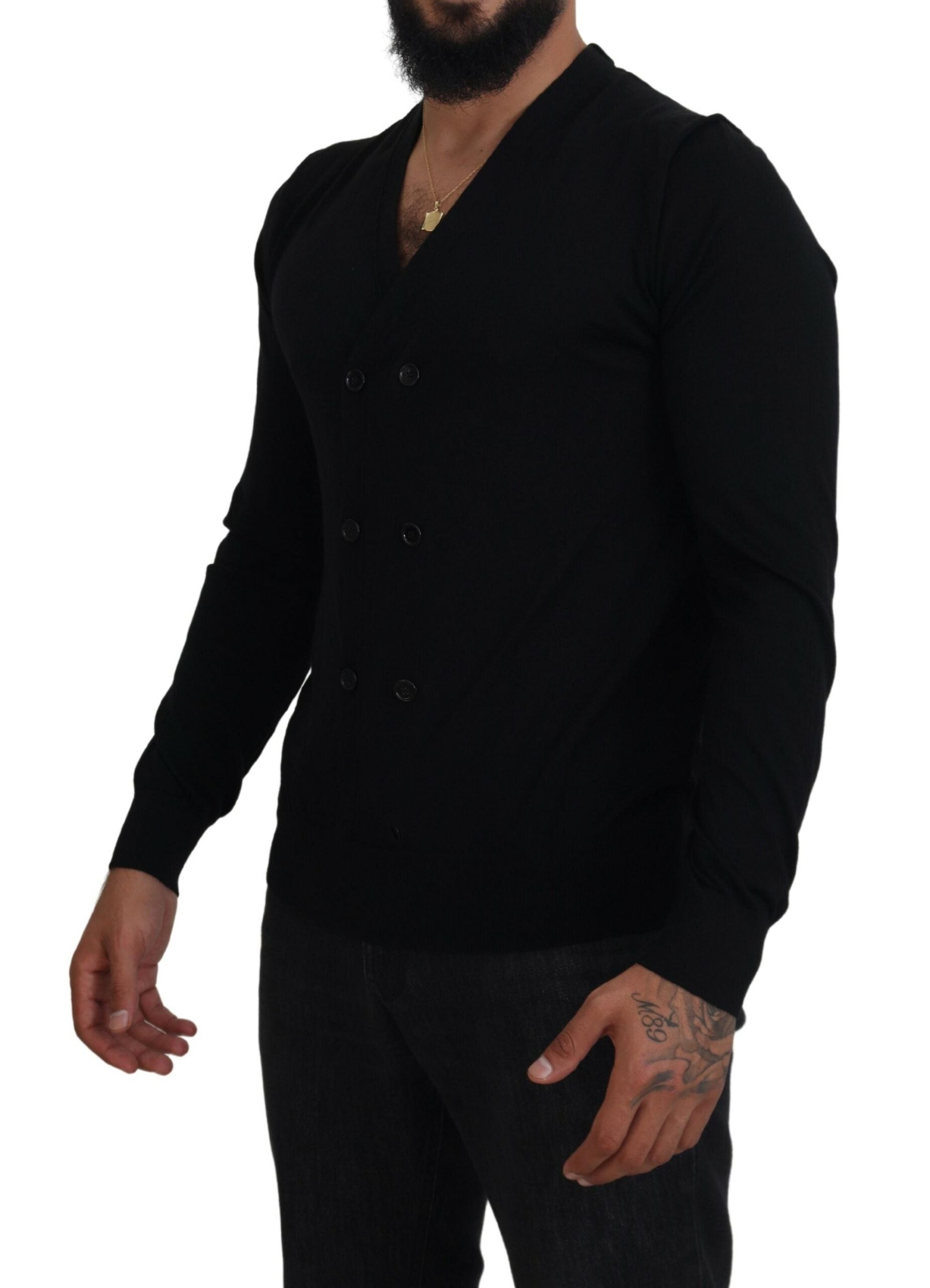 Dolce & Gabbana Elegant Black Cashmere Cardigan Men's Sweater