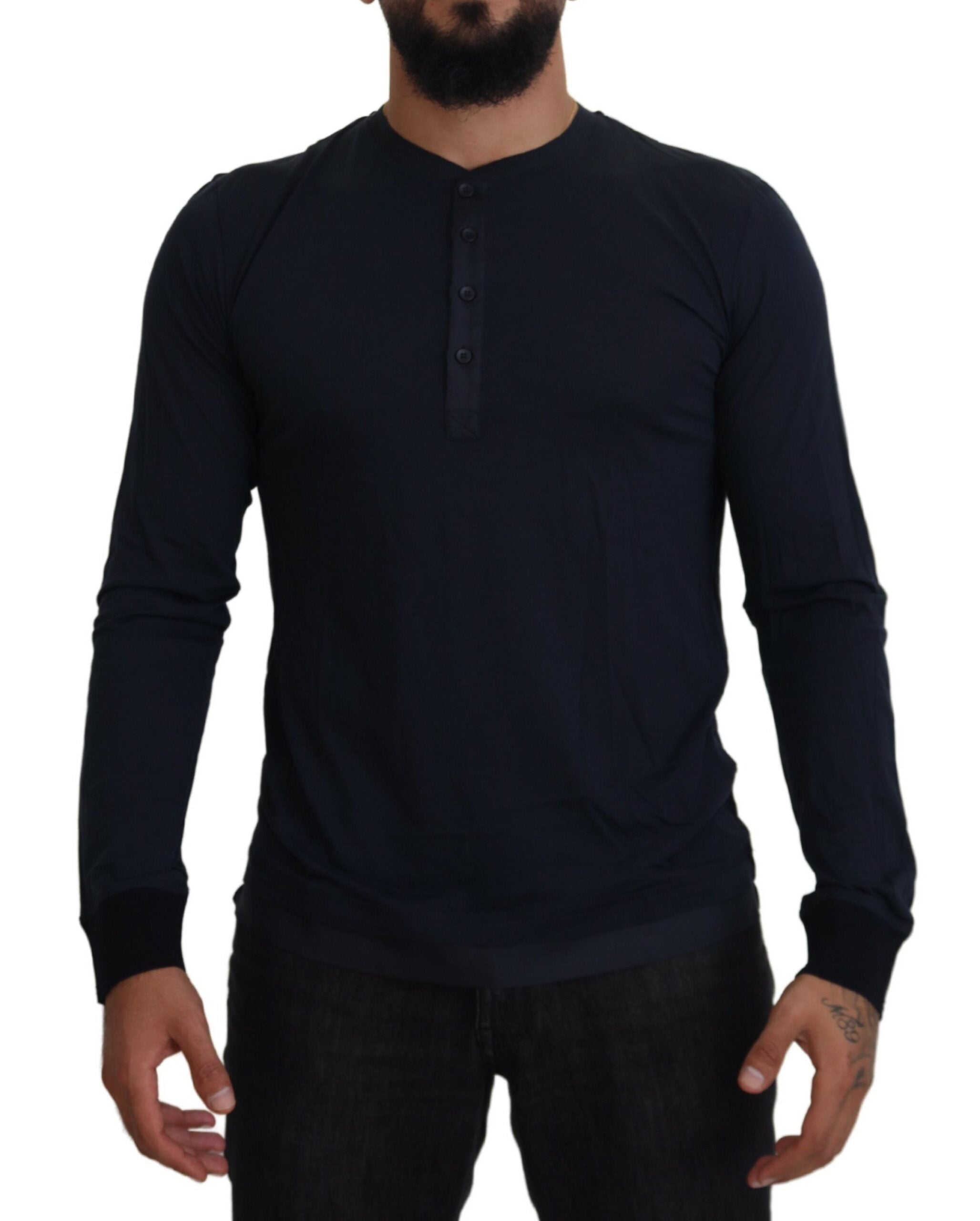 Dolce & Gabbana Elegant Cotton-Silk Blend Blue Men's Pullover