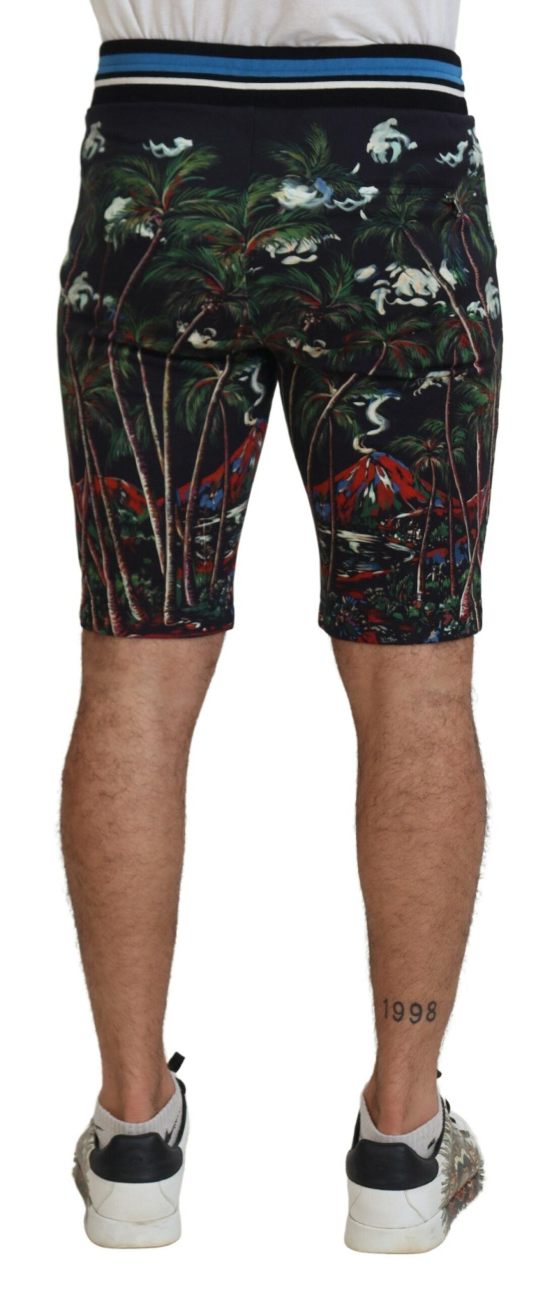 Dolce & Gabbana Black Cotton Volcano Print Casual Men's Shorts