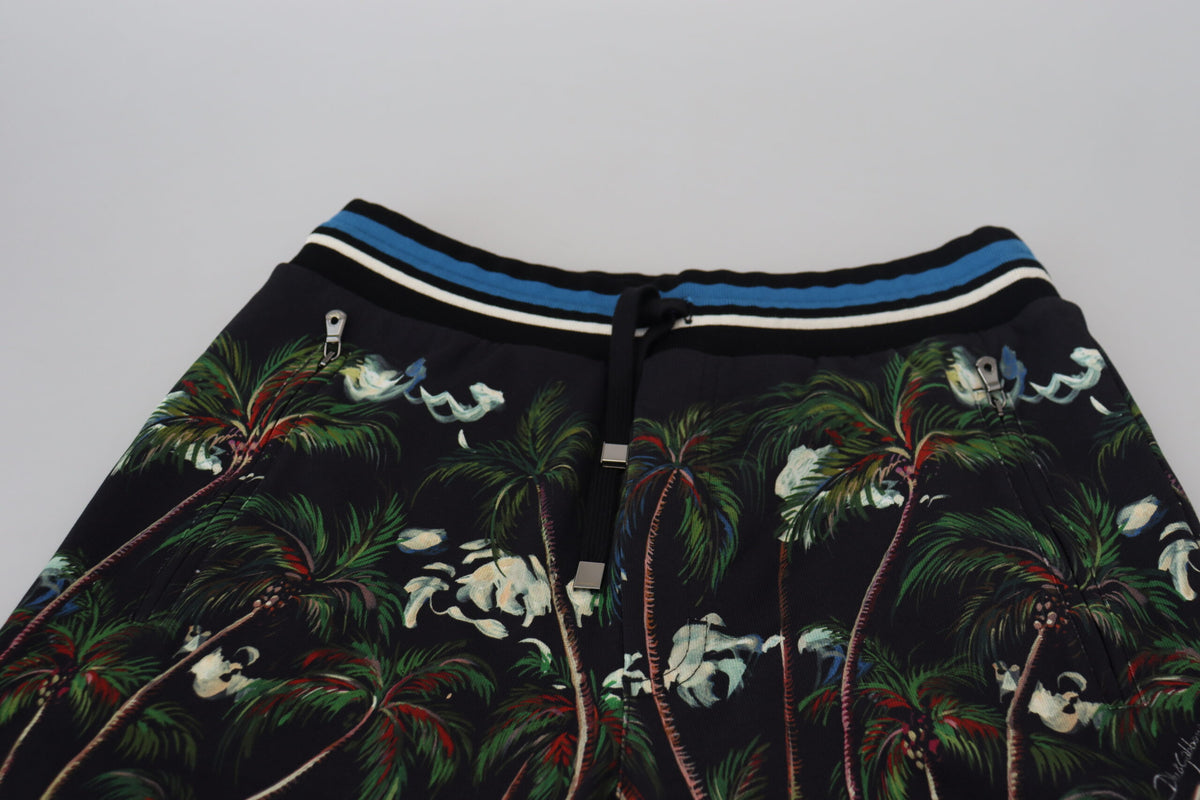 Dolce & Gabbana Black Cotton Volcano Print Casual Men's Shorts