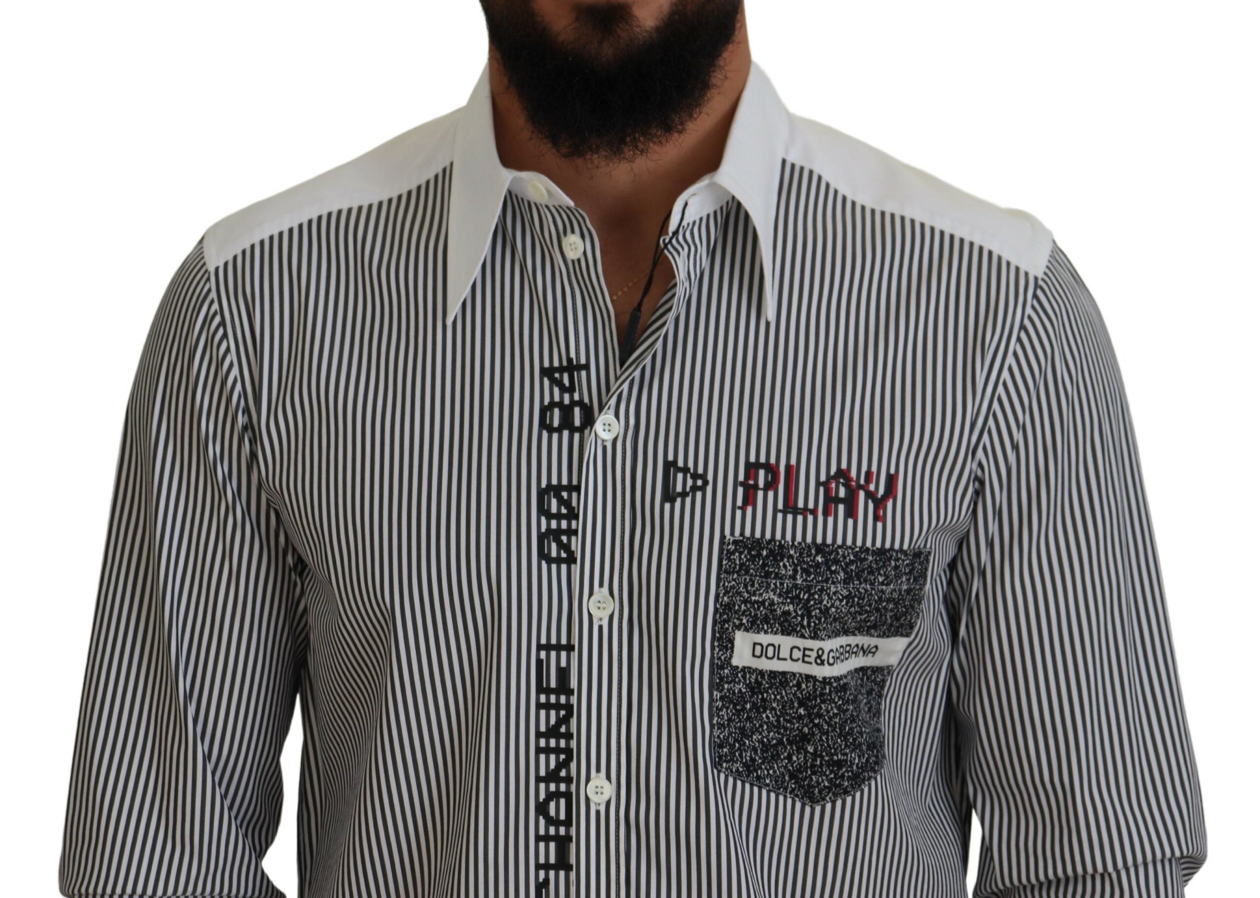 Dolce & Gabbana Classic Black and White Striped Button-Down Men's Shirt