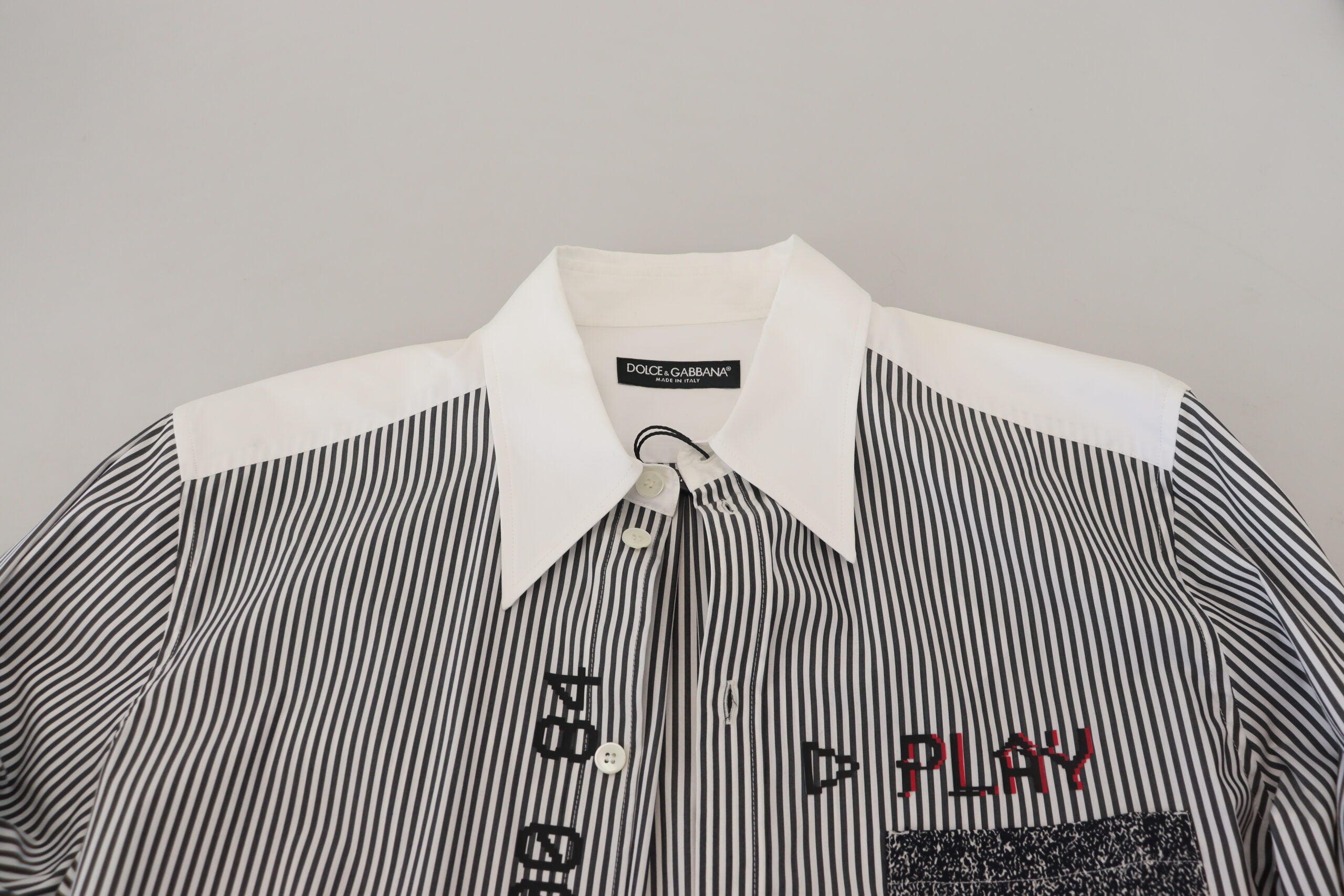 Dolce & Gabbana Classic Black and White Striped Button-Down Men's Shirt