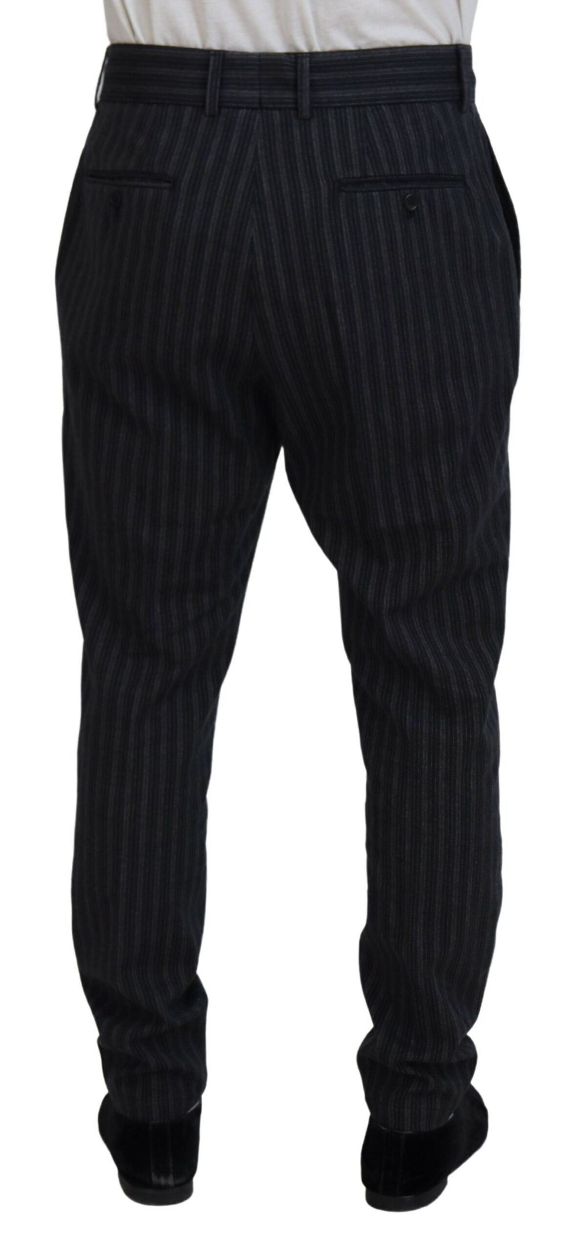 Dolce & Gabbana Dark Gray Stripes Chino Dress Men's Pants