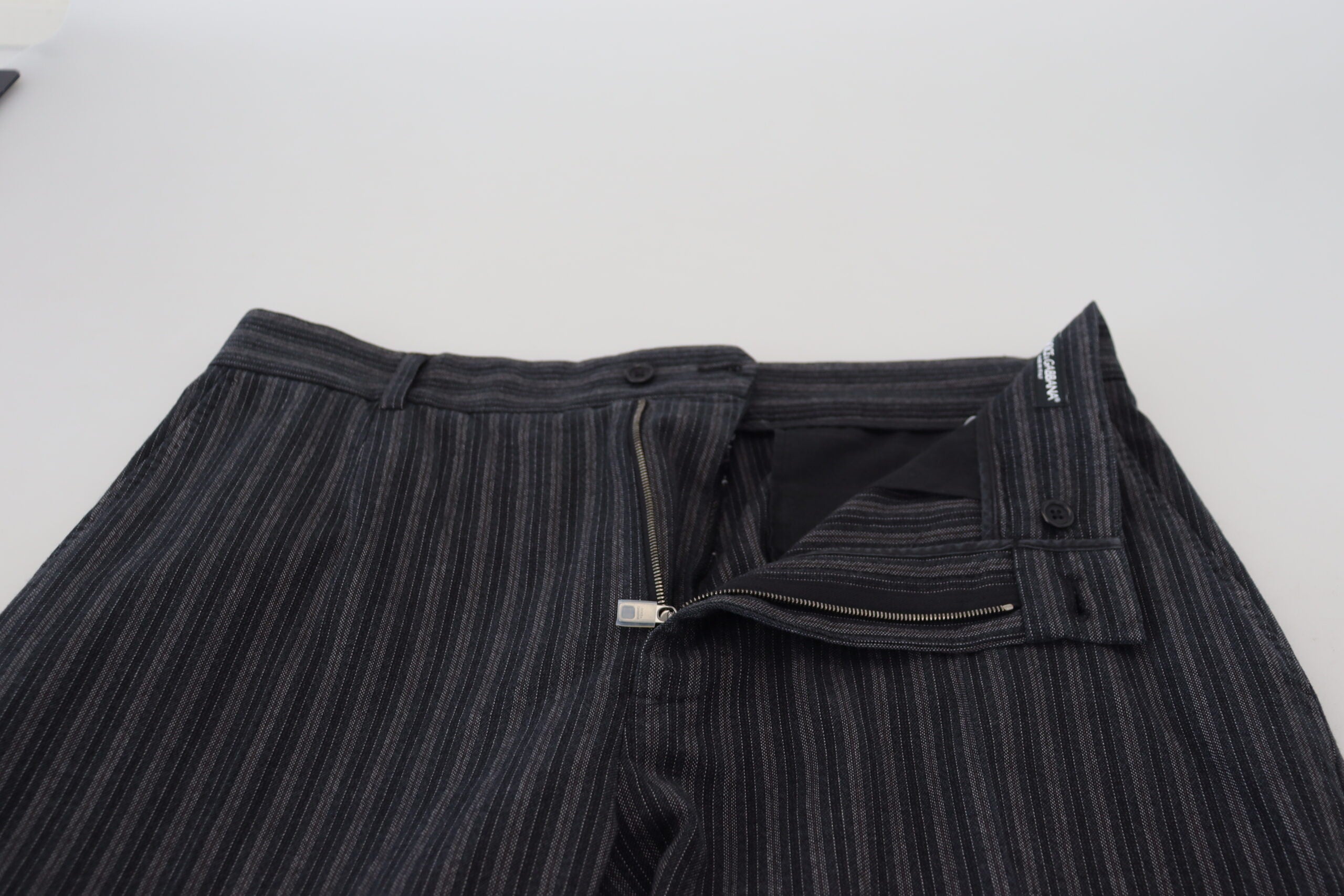 Dolce & Gabbana Dark Gray Stripes Chino Dress Men's Pants