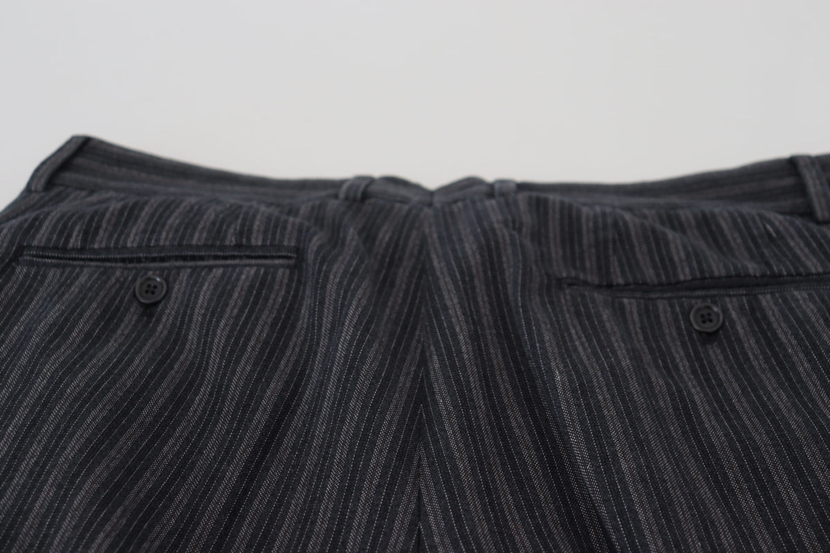 Dolce & Gabbana Dark Gray Stripes Chino Dress Men's Pants