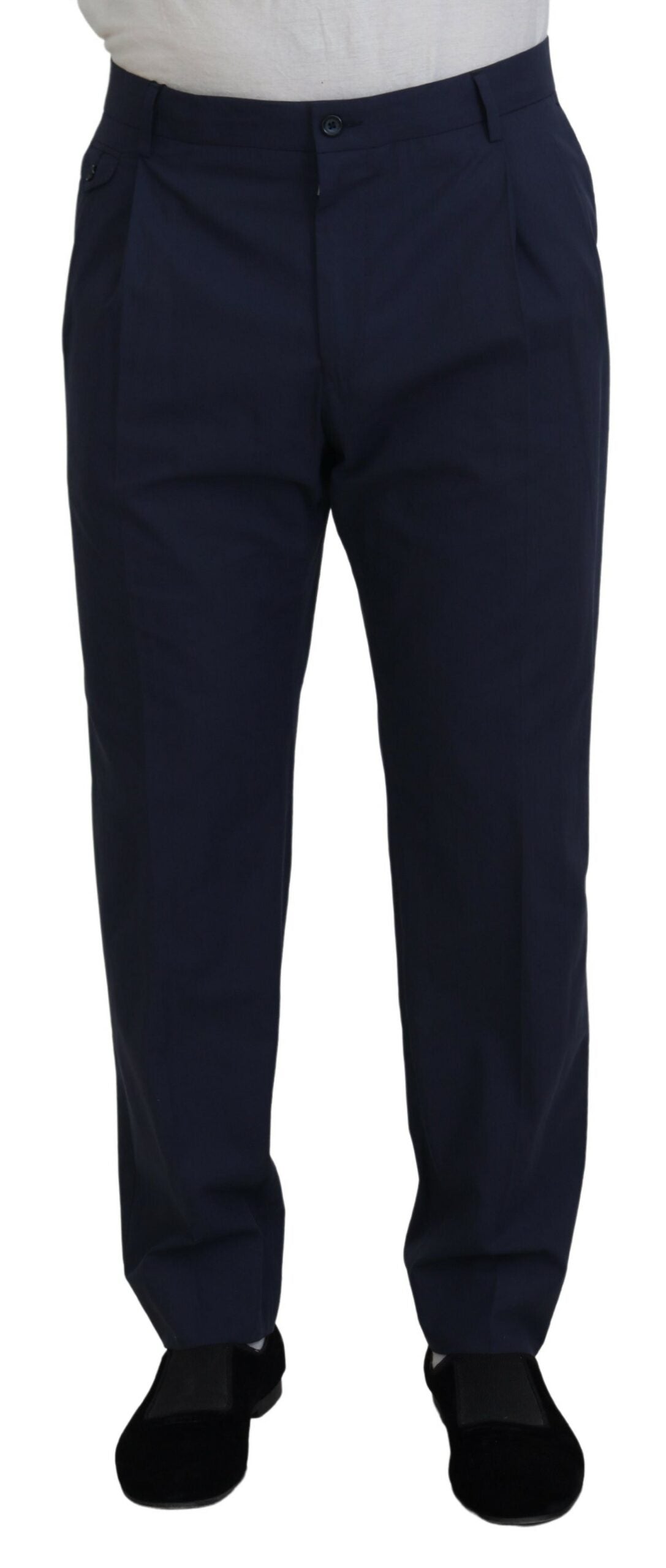 Dolce & Gabbana Dark Blue Cotton Chino Formal Men's Pants