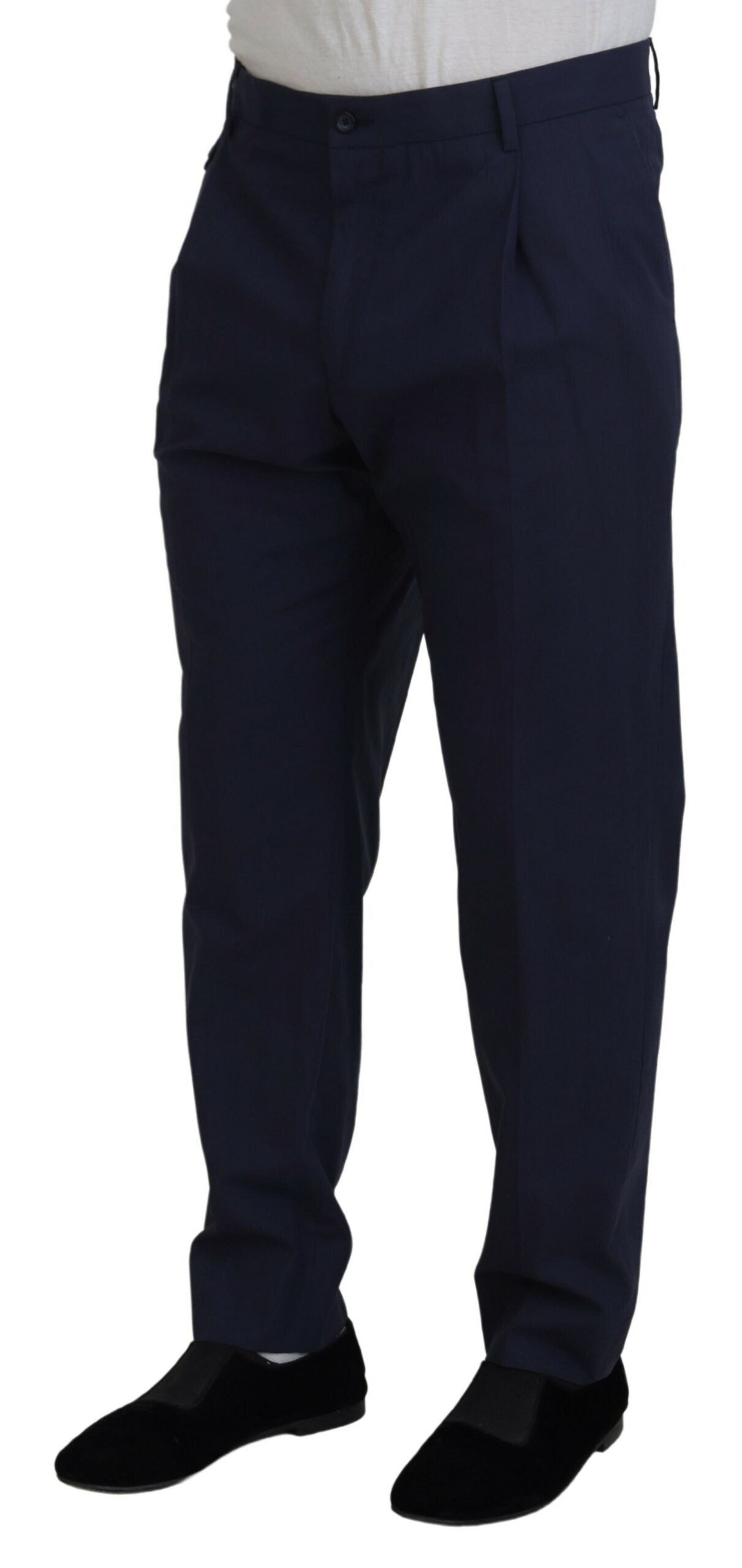 Dolce & Gabbana Dark Blue Cotton Chino Formal Men's Pants