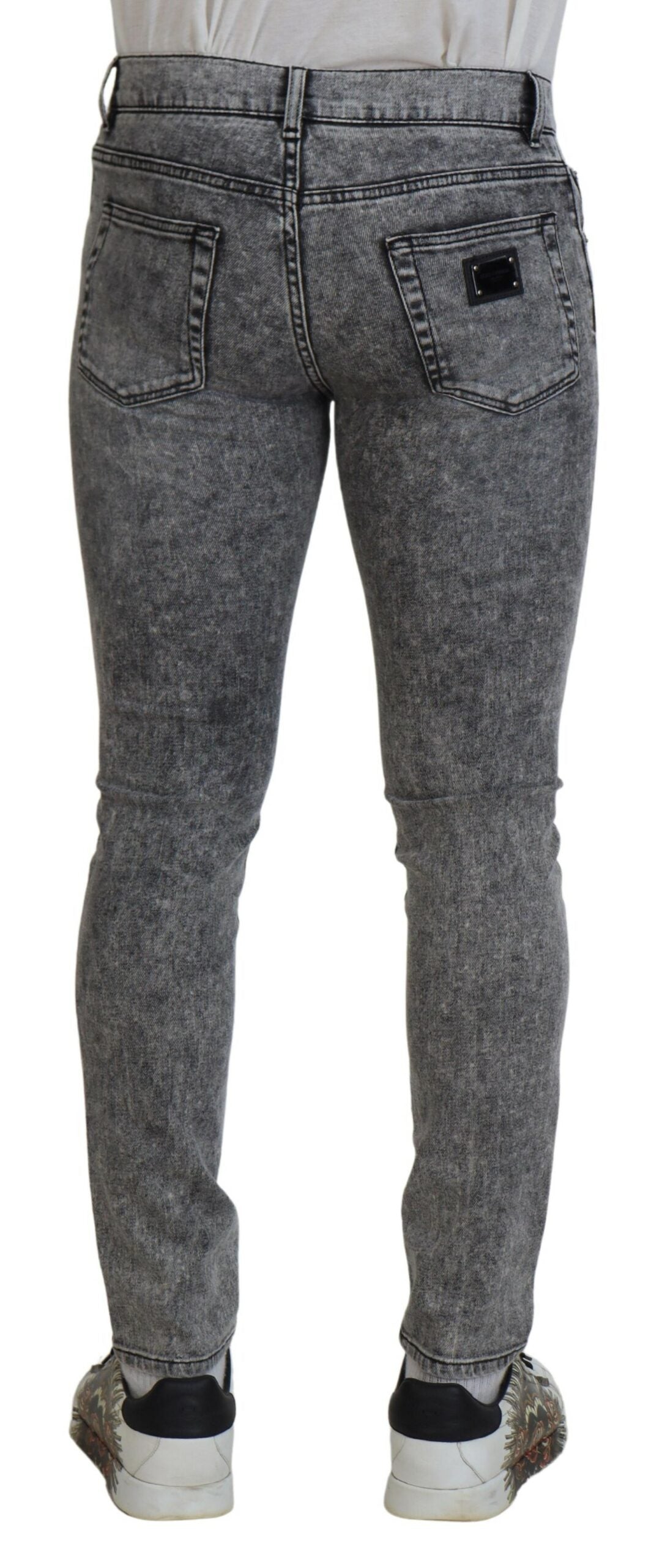 Dolce & Gabbana Grey Washed Cotton Slim Fit Men Denim Men's Jeans