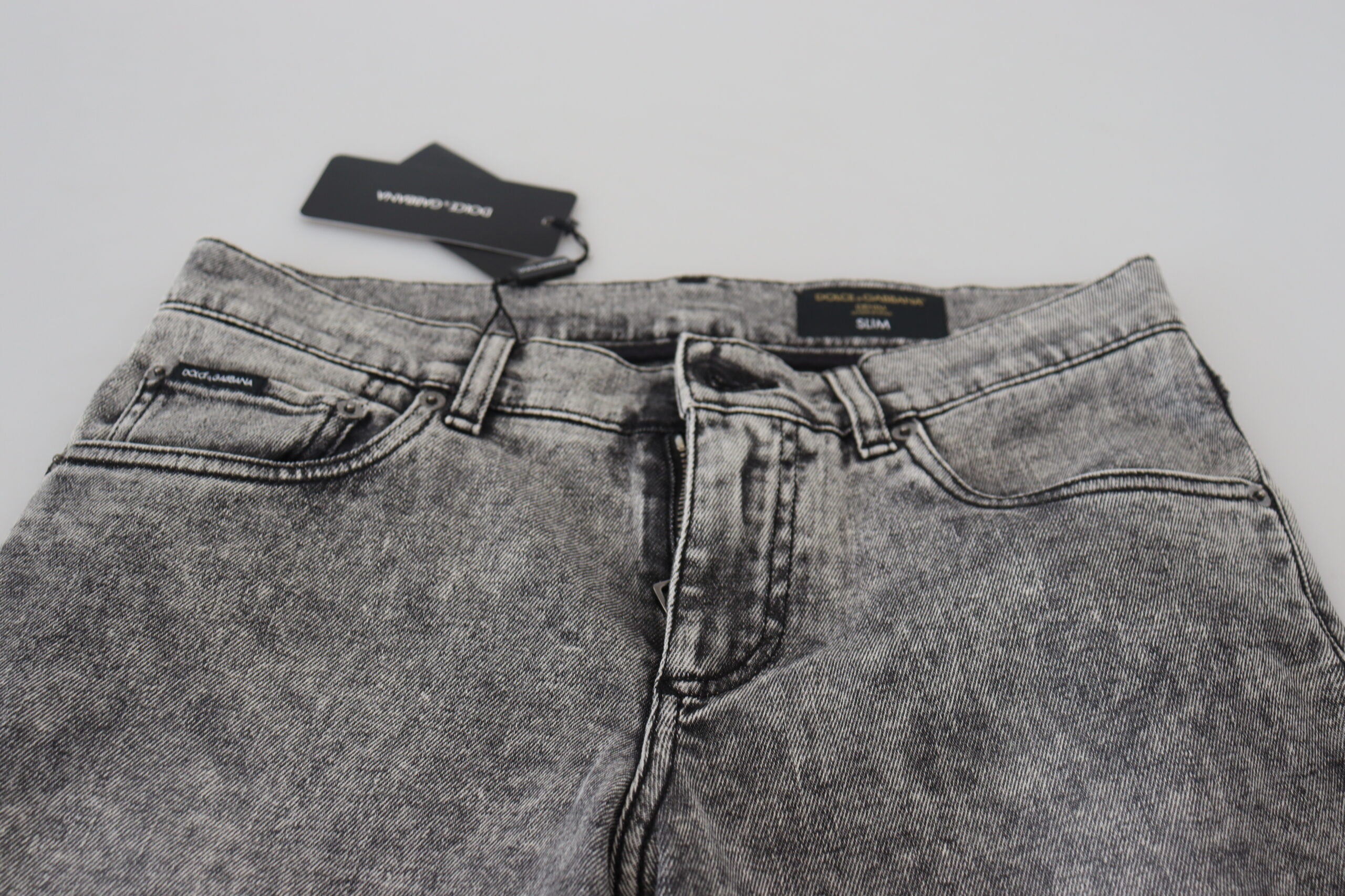 Dolce & Gabbana Grey Washed Cotton Slim Fit Men Denim Men's Jeans