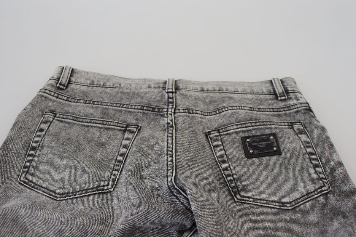 Dolce & Gabbana Grey Washed Cotton Slim Fit Men Denim Men's Jeans