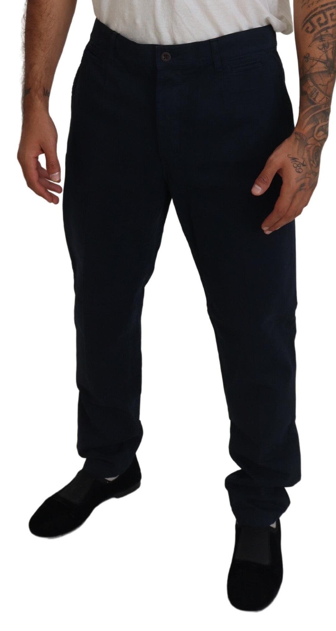 Dolce & Gabbana Blue Cotton Dress Formal Men Men's Pants