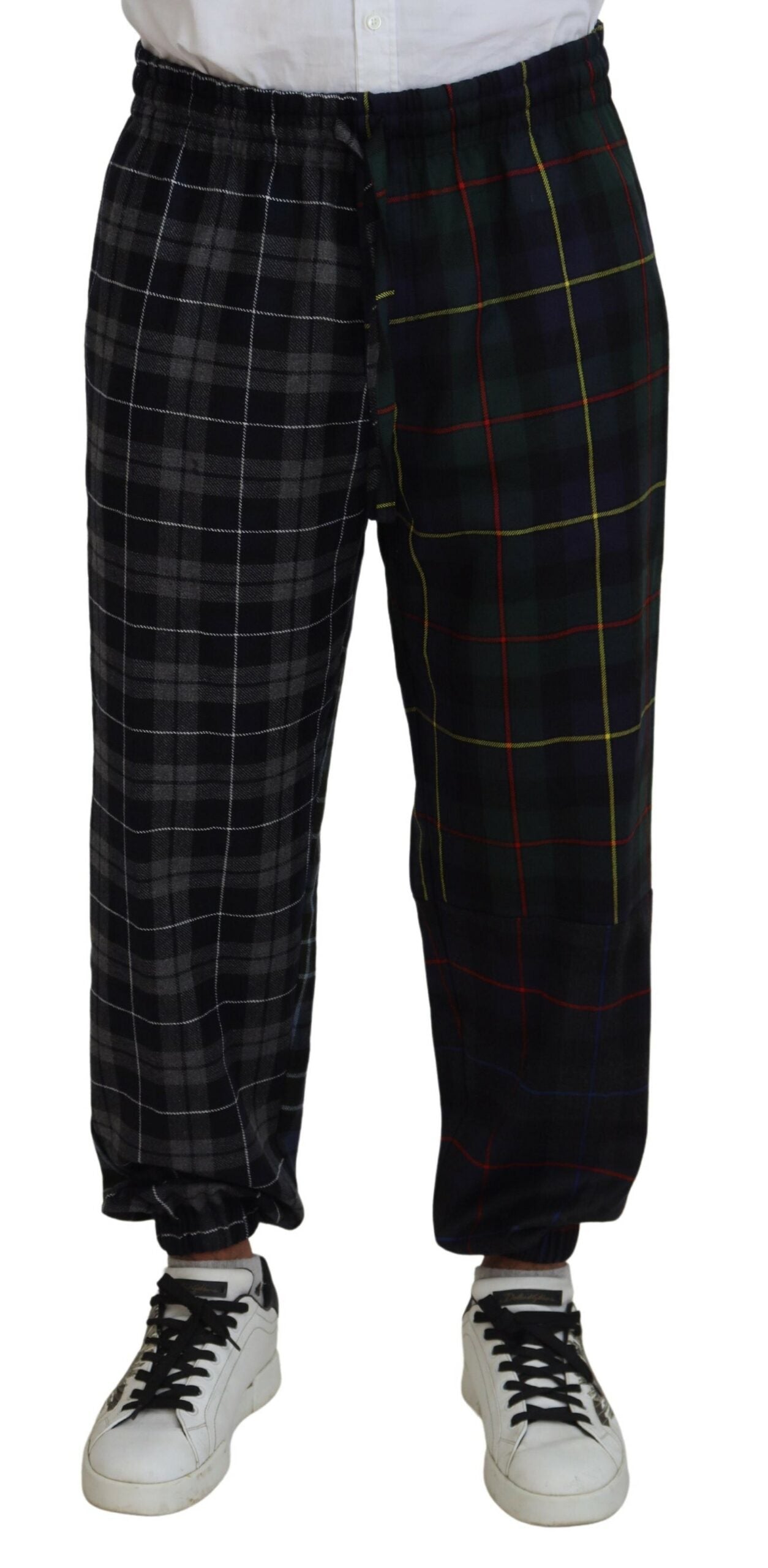 Dolce & Gabbana Checkered Wool Blend Jogger Men's Pants
