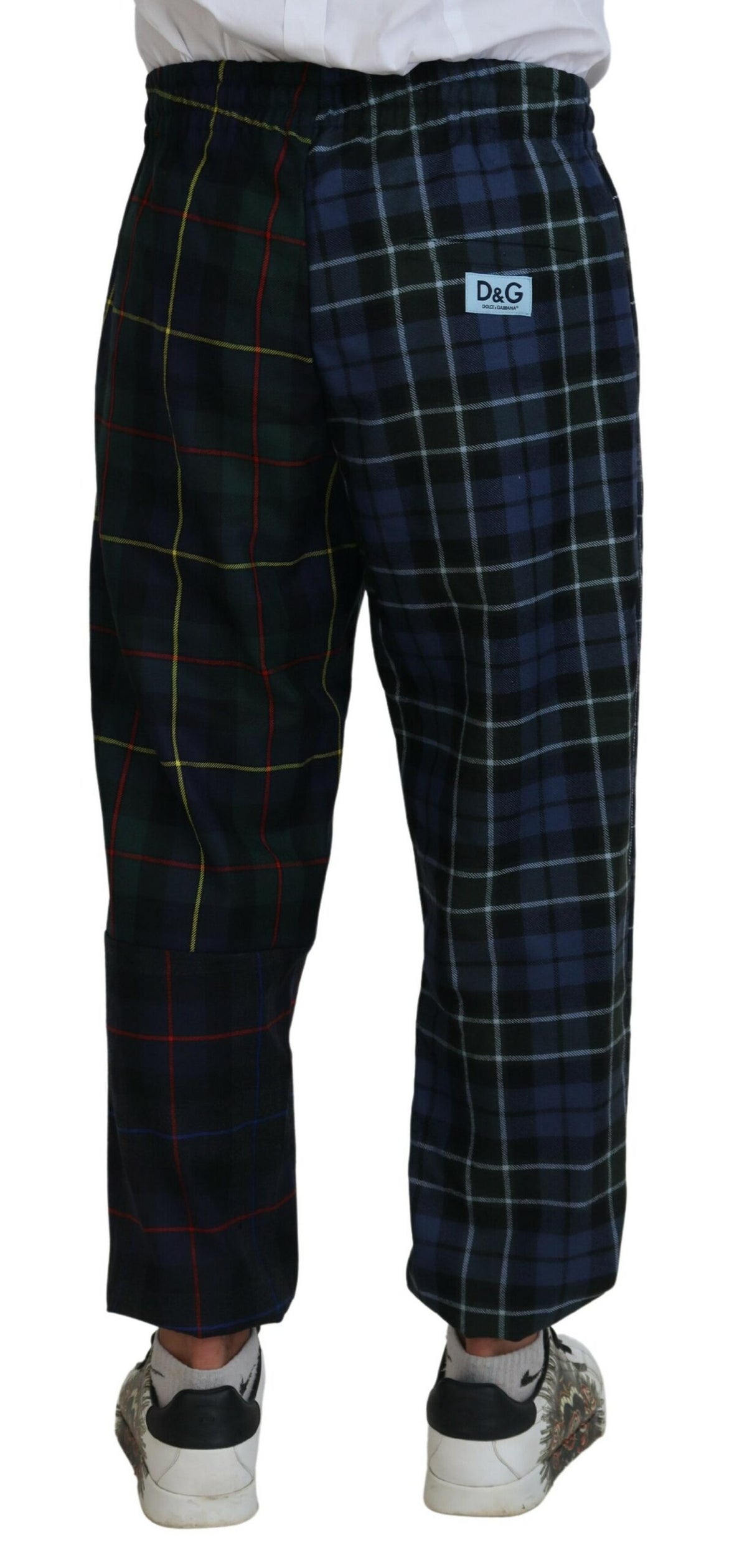 Dolce & Gabbana Multicolor Checkered Wool Men Jogger Men's Pants