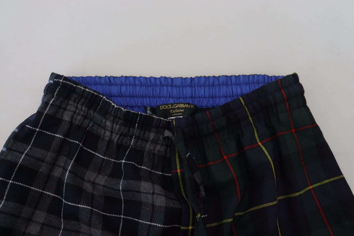 Dolce & Gabbana Multicolor Checkered Wool Men Jogger Men's Pants