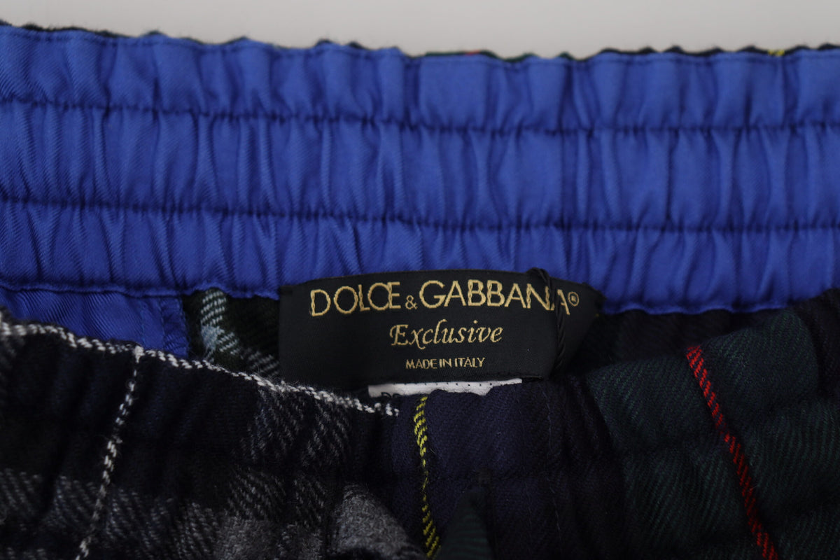 Dolce & Gabbana Multicolor Checkered Wool Men Jogger Men's Pants