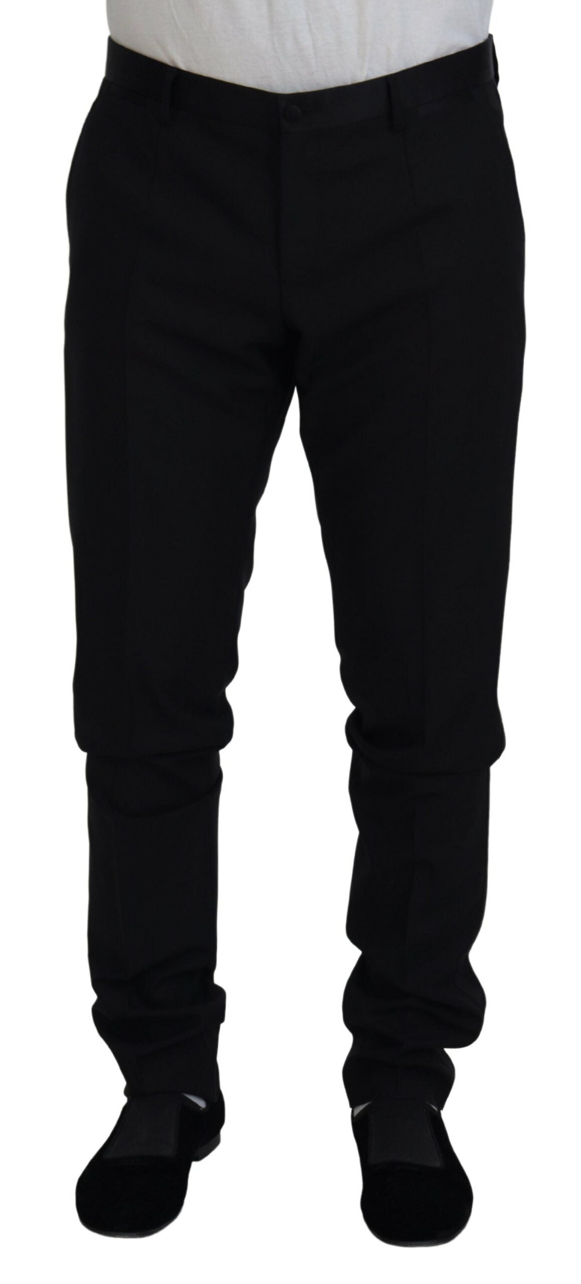 Dolce & Gabbana Elegant Black Dress Pants from Virgin Wool Men's Blend