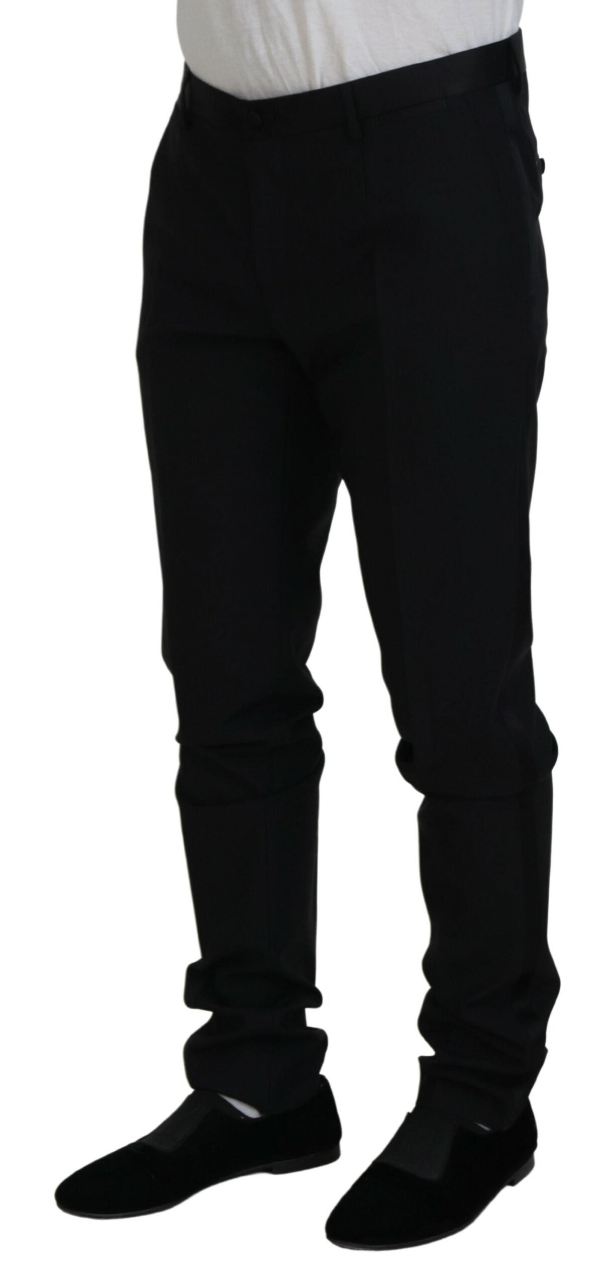 Dolce & Gabbana Elegant Black Dress Pants from Virgin Wool Men's Blend