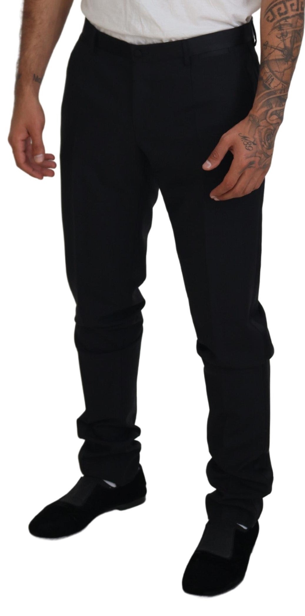 Dolce & Gabbana Elegant Black Dress Pants from Virgin Wool Men's Blend