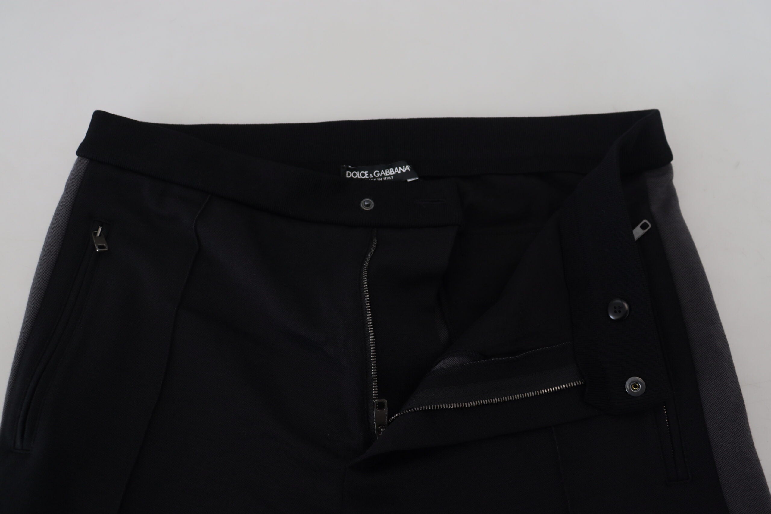 Dolce & Gabbana Black Wool Horseshoe Jogger Men's Pants
