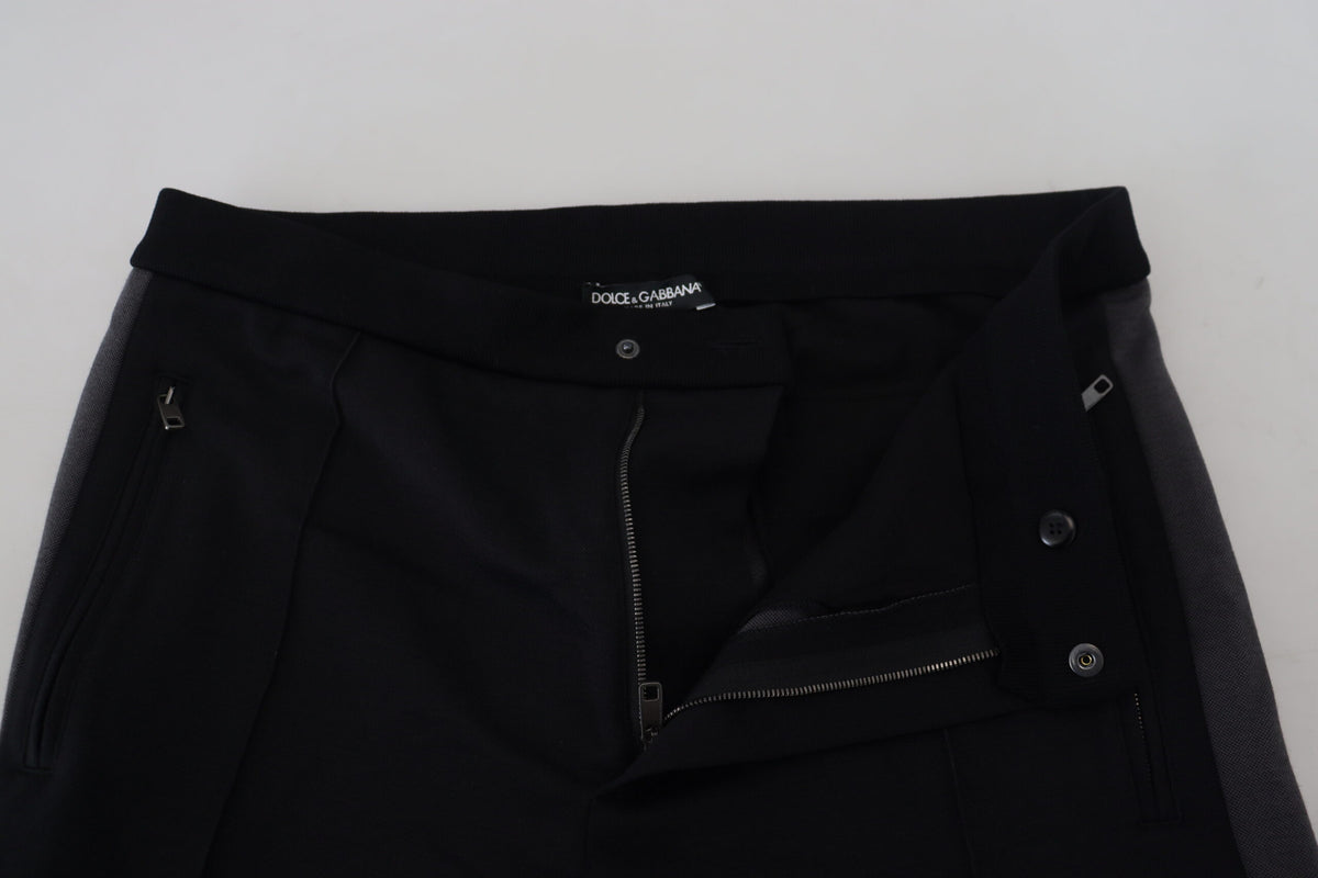 Dolce & Gabbana Black Wool Horseshoe Jogger Men's Pants