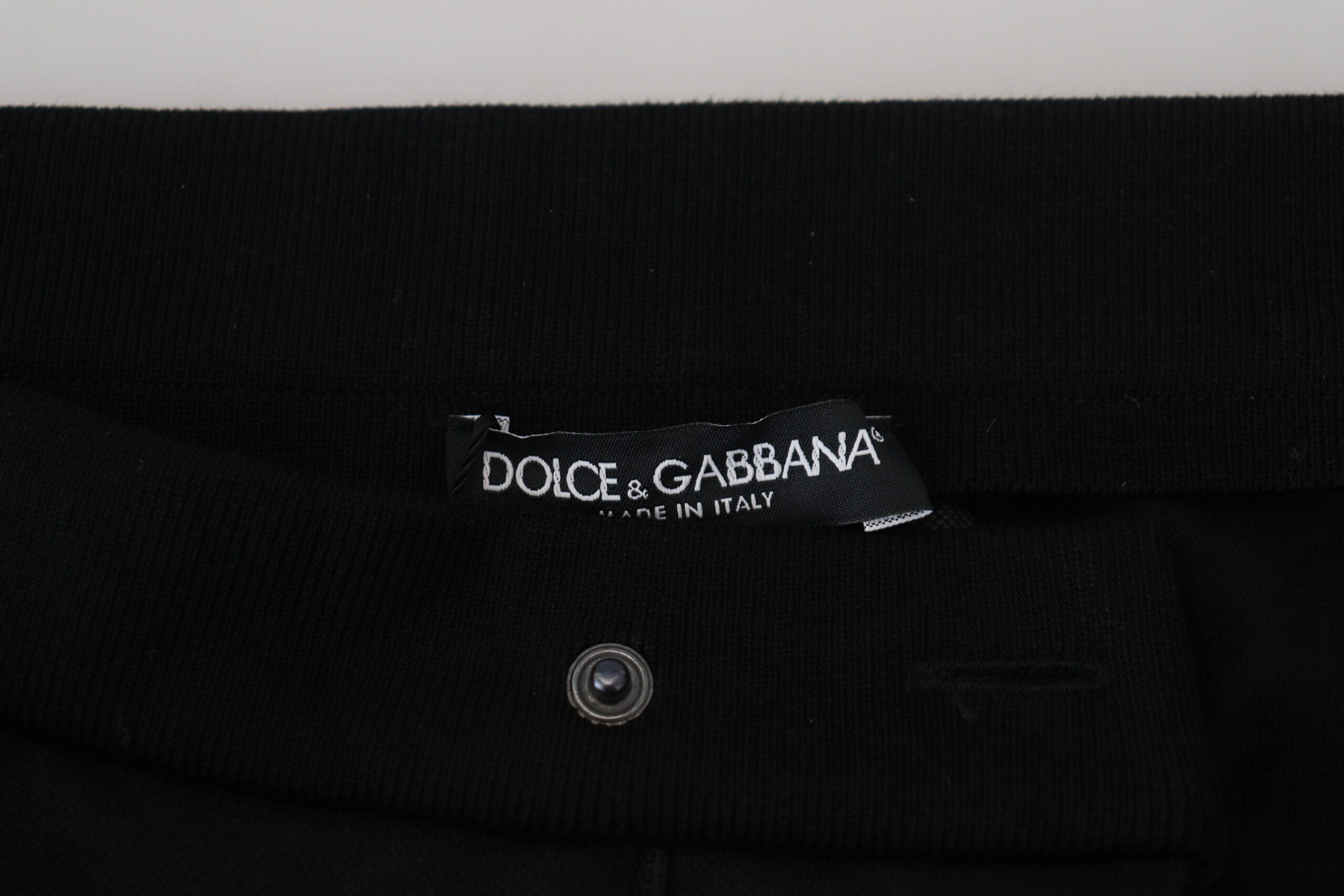 Dolce & Gabbana Black Wool Horseshoe Jogger Men's Pants
