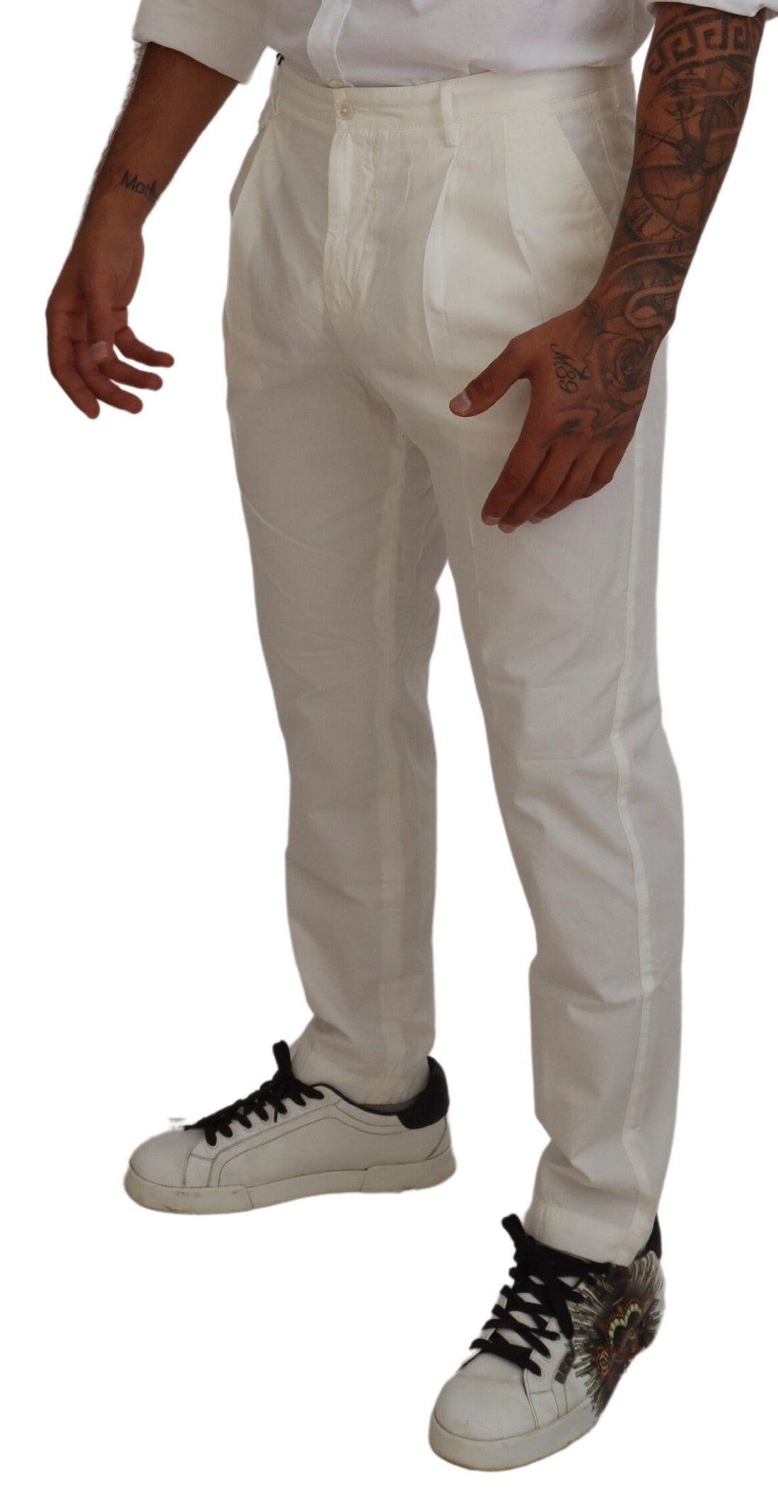 Dolce & Gabbana White Cotton Skinny Chino Men's Pants