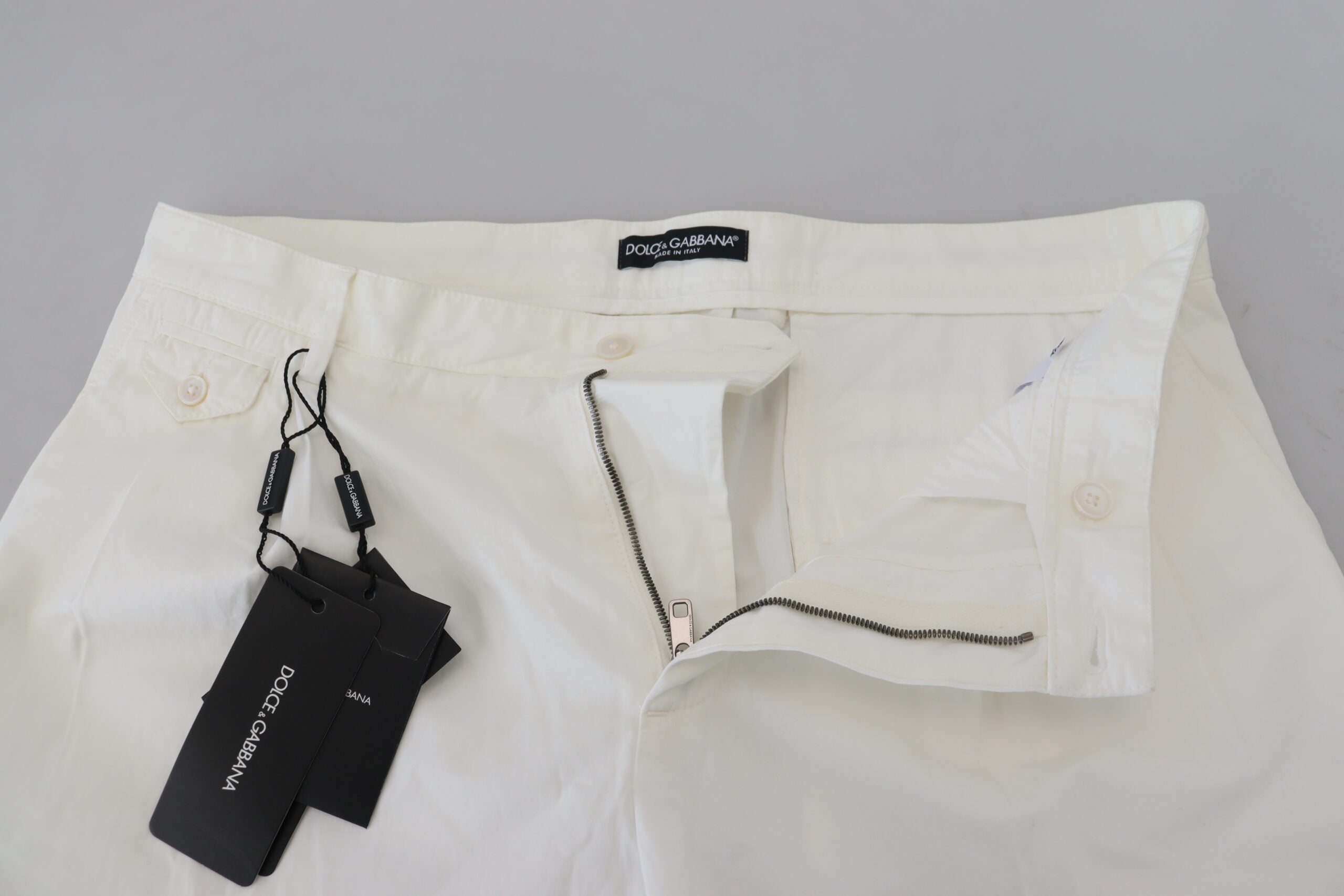 Dolce & Gabbana White Cotton Skinny Chino Men's Pants