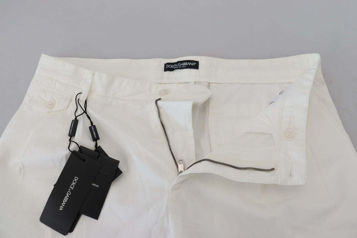 Dolce & Gabbana White Cotton Skinny Chino Men's Pants