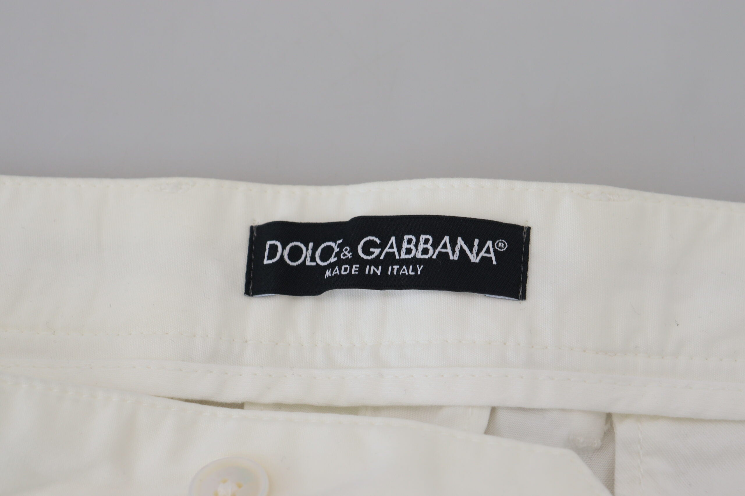 Dolce & Gabbana White Cotton Skinny Chino Men's Pants